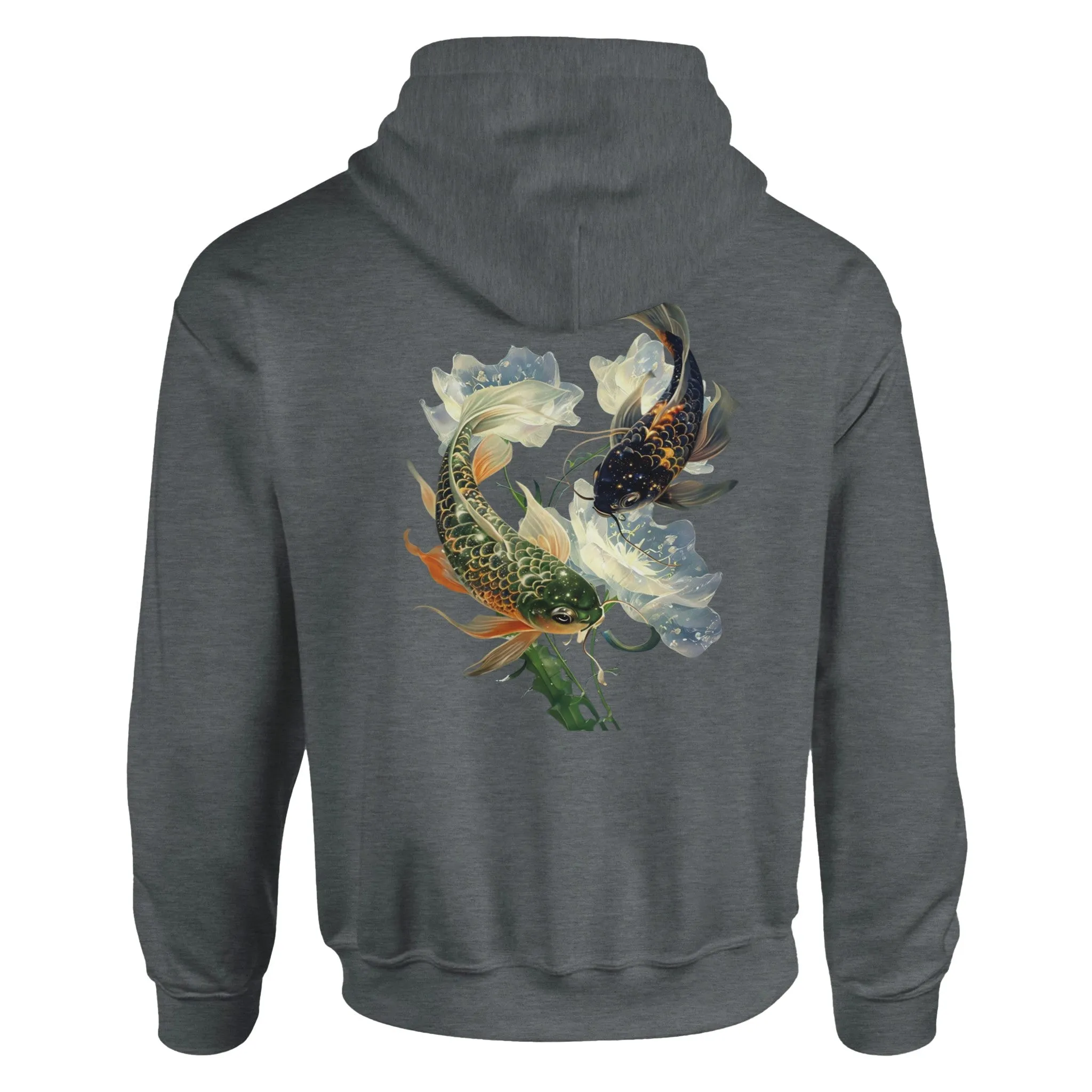 Japanese Koi Fish Couples Hoodie Asian Art Nouveau Floral Pond Nautical Animal Sweater Unisex Top Urban Spring Shirt Japan Tokyo Hooded Sweatshirt