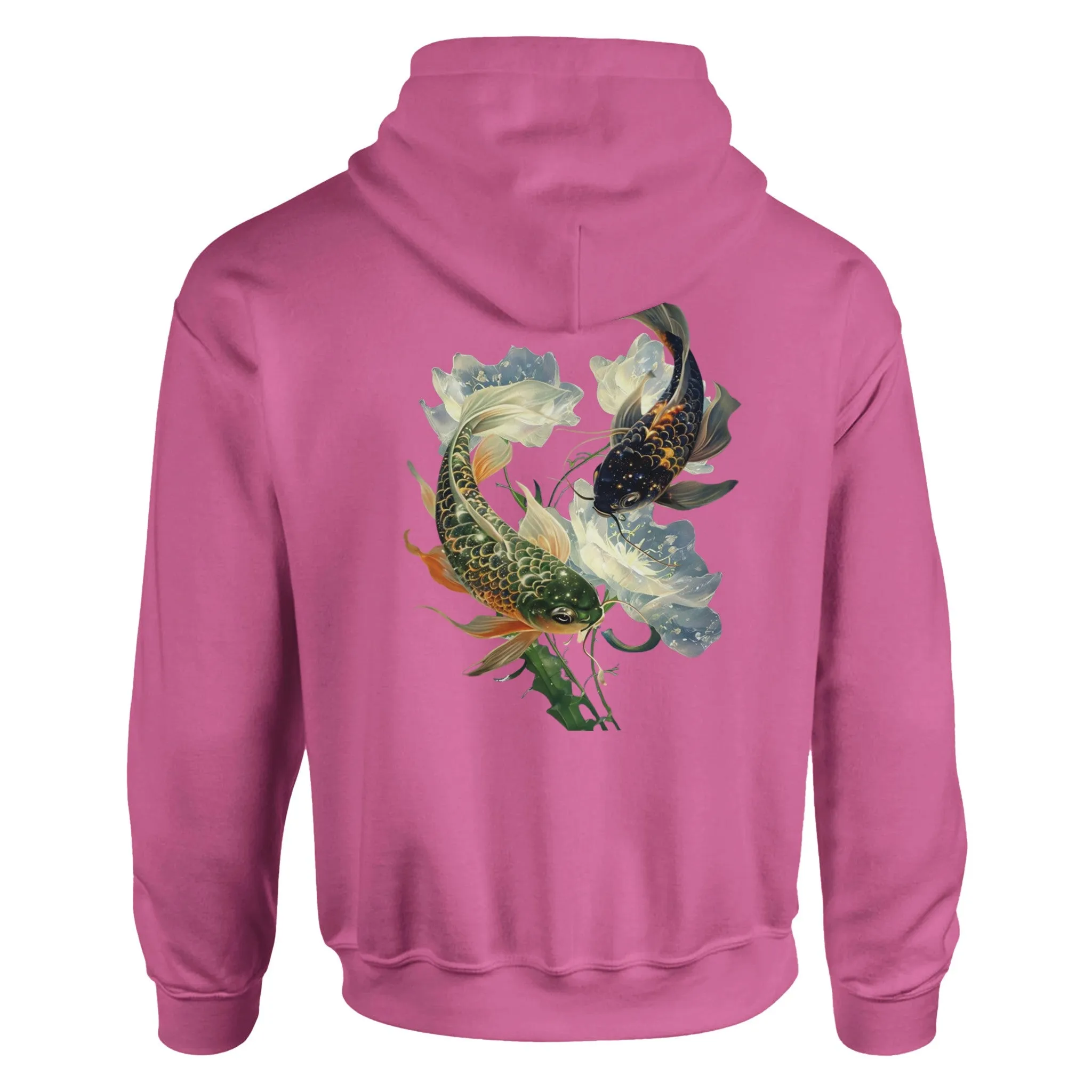 Japanese Koi Fish Couples Hoodie Asian Art Nouveau Floral Pond Nautical Animal Sweater Unisex Top Urban Spring Shirt Japan Tokyo Hooded Sweatshirt