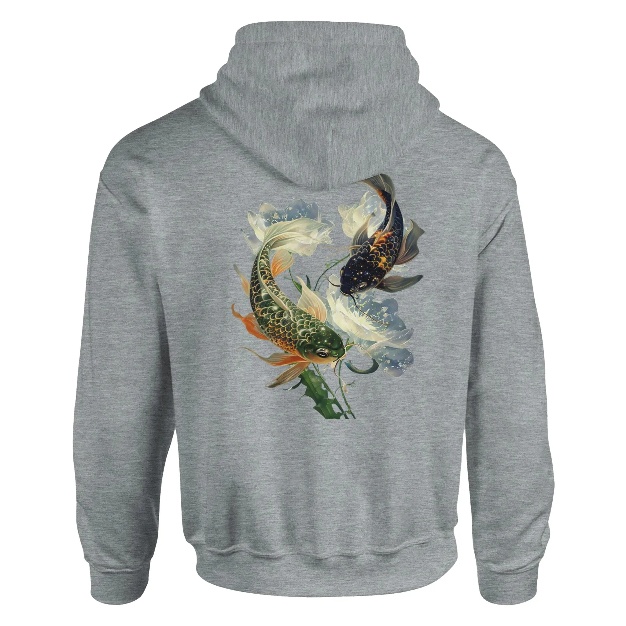 Japanese Koi Fish Couples Hoodie Asian Art Nouveau Floral Pond Nautical Animal Sweater Unisex Top Urban Spring Shirt Japan Tokyo Hooded Sweatshirt