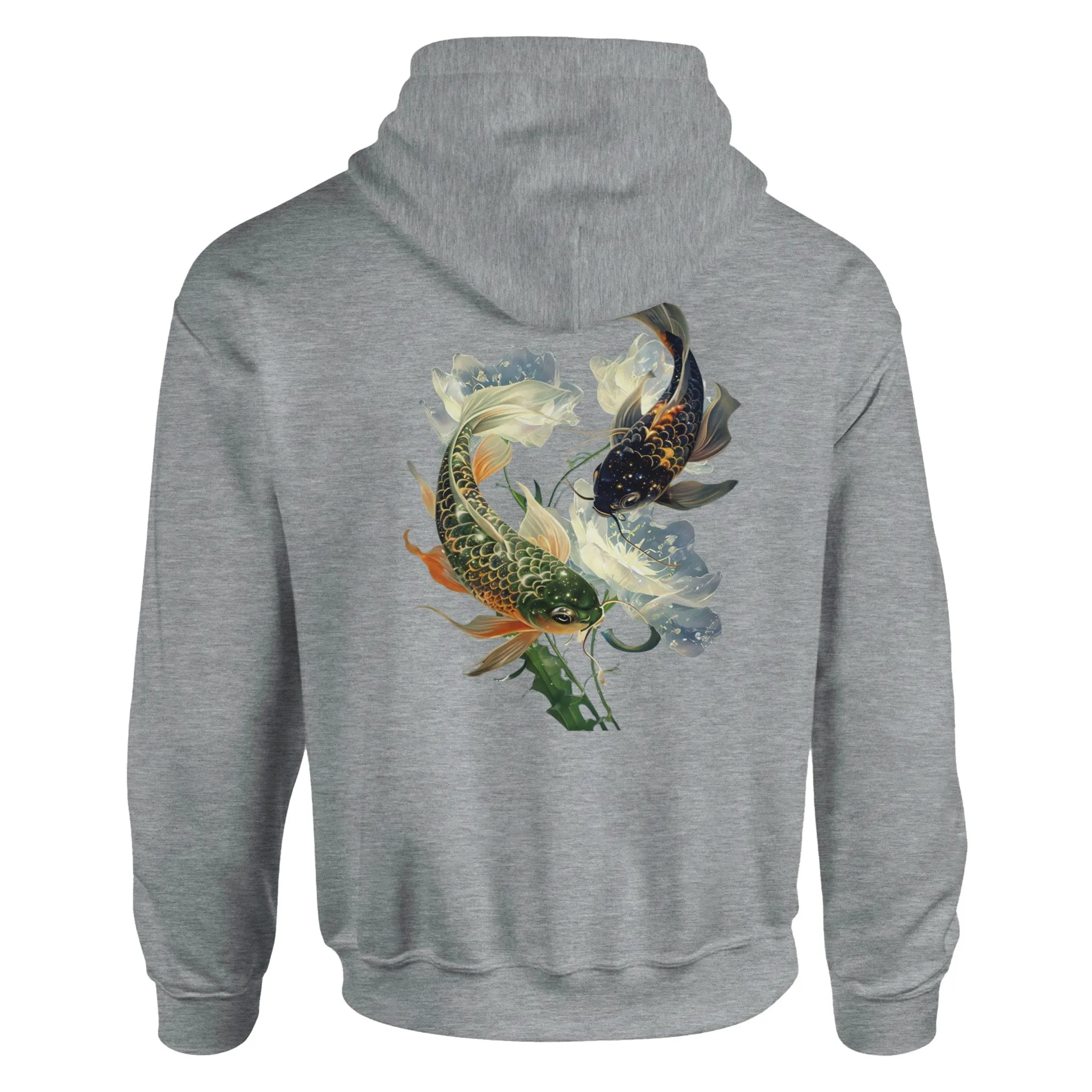 Japanese Koi Fish Couples Hoodie Asian Art Nouveau Floral Pond Nautical Animal Sweater Unisex Top Urban Spring Shirt Japan Tokyo Hooded Sweatshirt