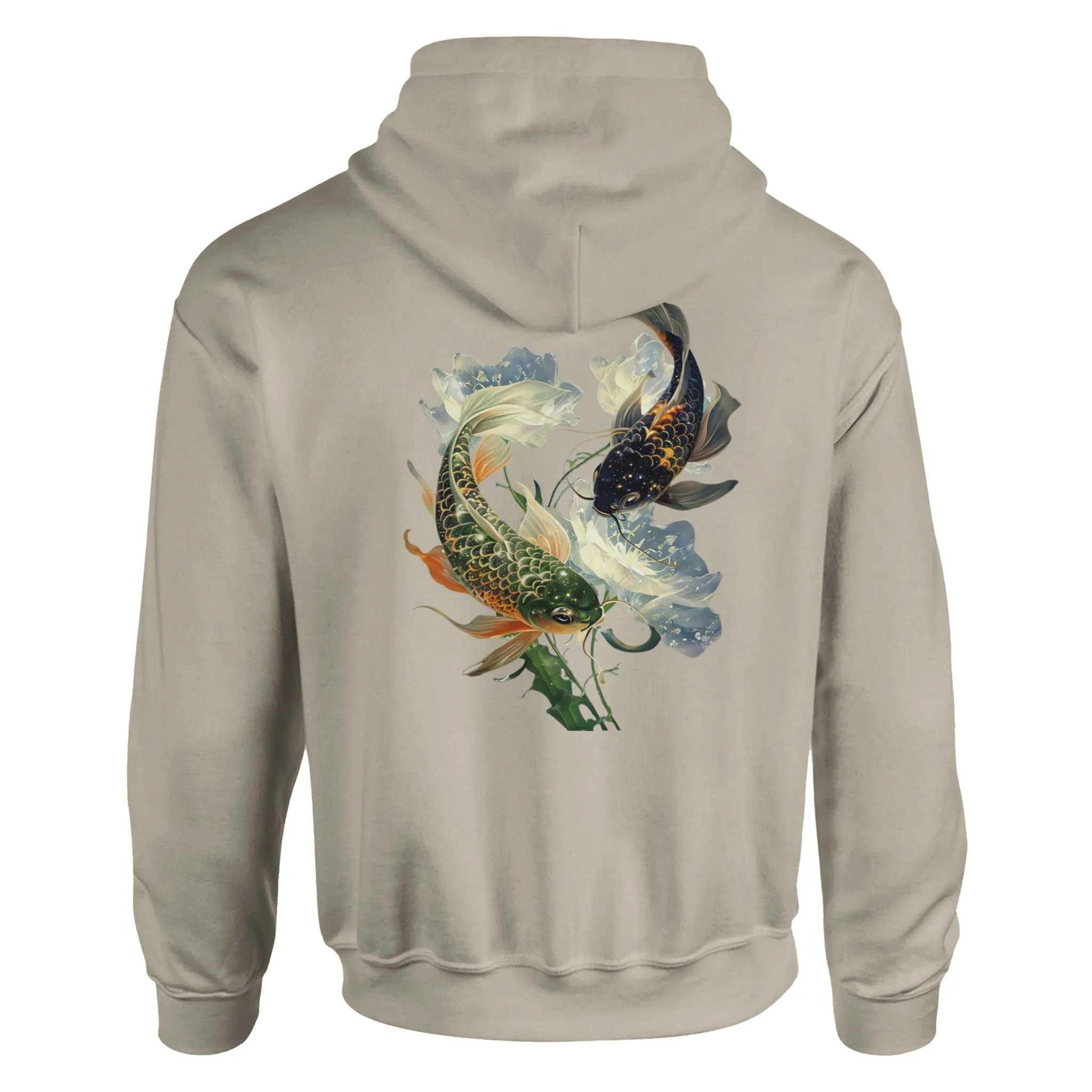 Japanese Koi Fish Couples Hoodie Asian Art Nouveau Floral Pond Nautical Animal Sweater Unisex Top Urban Spring Shirt Japan Tokyo Hooded Sweatshirt
