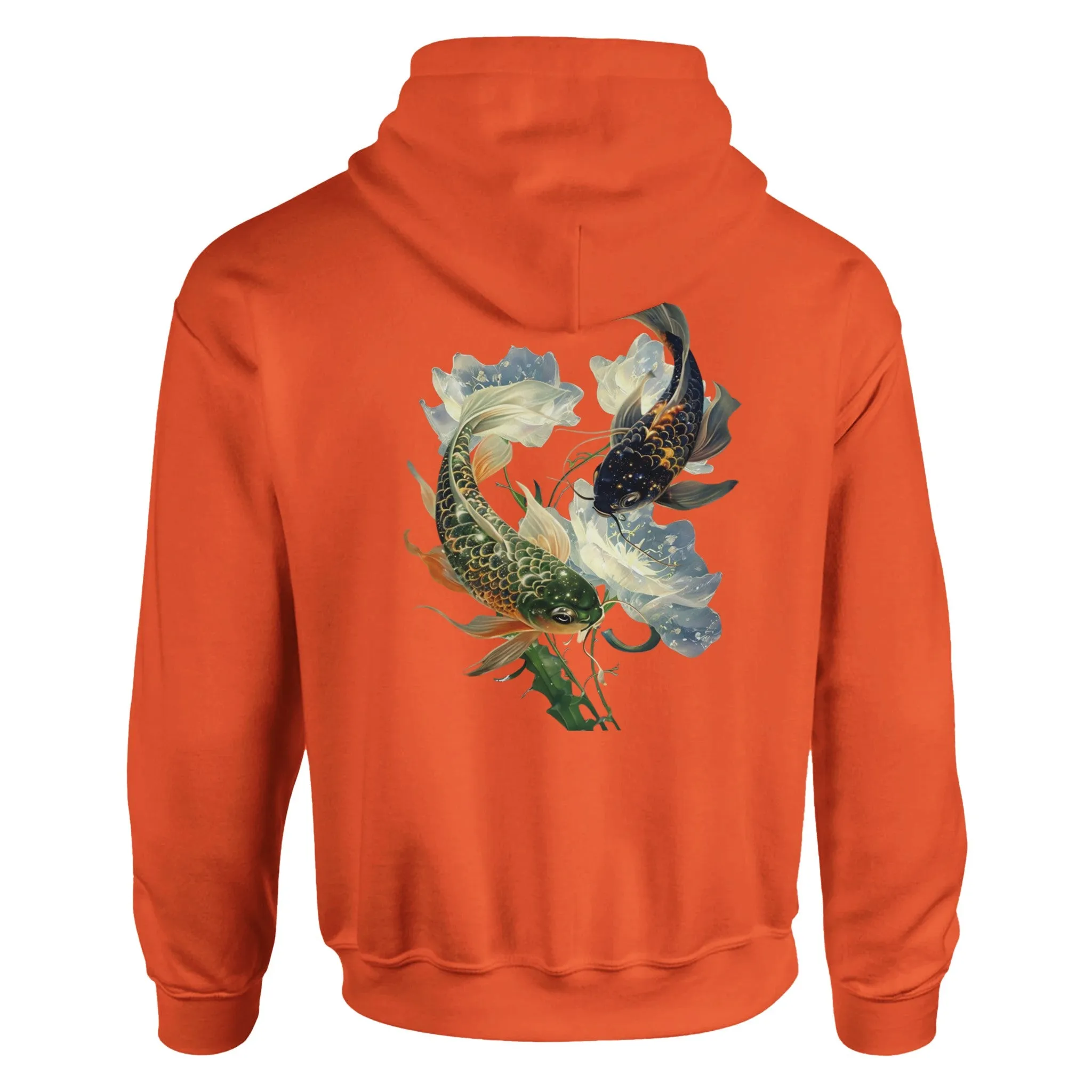 Japanese Koi Fish Couples Hoodie Asian Art Nouveau Floral Pond Nautical Animal Sweater Unisex Top Urban Spring Shirt Japan Tokyo Hooded Sweatshirt