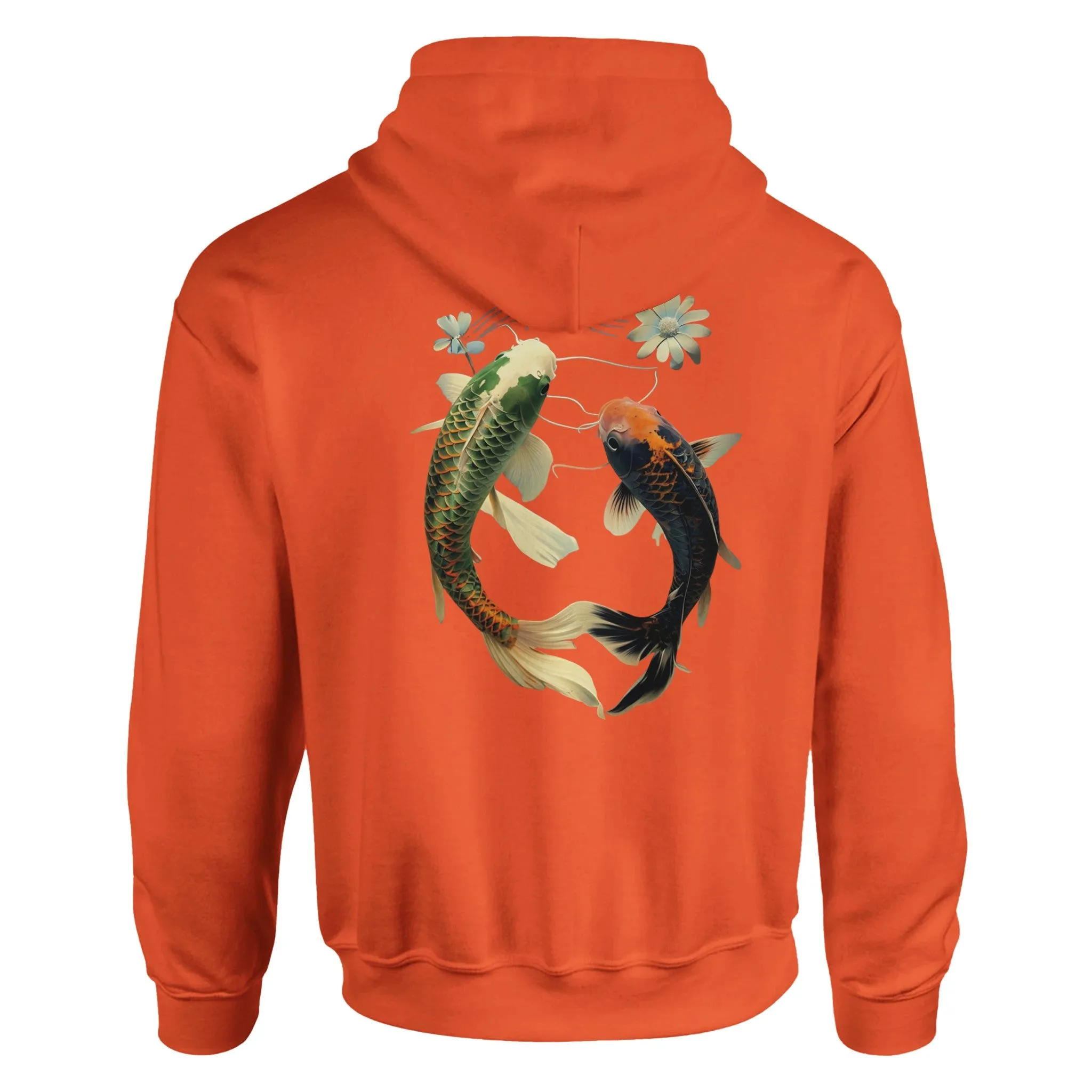 Japanese Koi Fish Couples Hoodie Asian Art Nouveau Floral Pond Nautical Sweater Unisex Top Urban Spring Shirt Japan Tokyo Hooded Sweatshirt