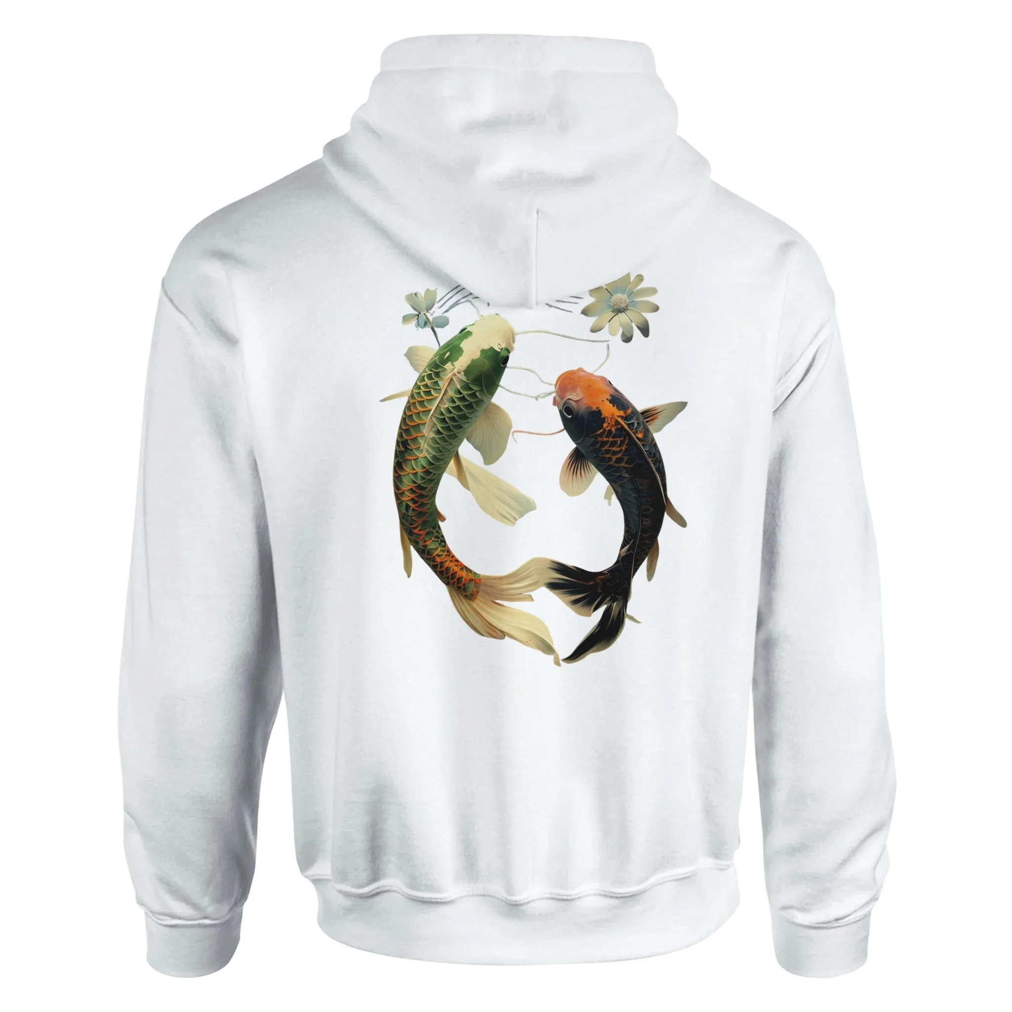 Japanese Koi Fish Couples Hoodie Asian Art Nouveau Floral Pond Nautical Sweater Unisex Top Urban Spring Shirt Japan Tokyo Hooded Sweatshirt