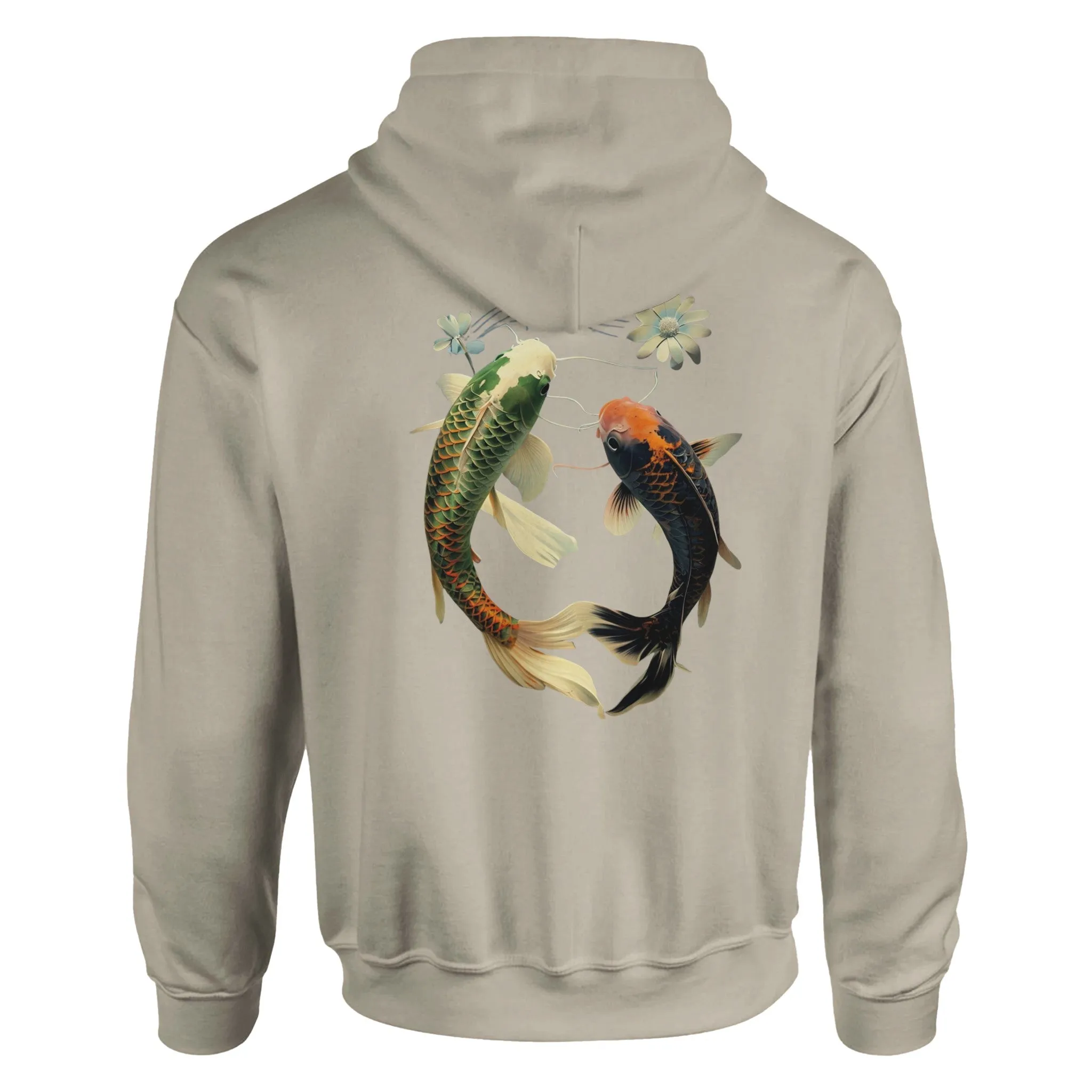 Japanese Koi Fish Couples Hoodie Asian Art Nouveau Floral Pond Nautical Sweater Unisex Top Urban Spring Shirt Japan Tokyo Hooded Sweatshirt
