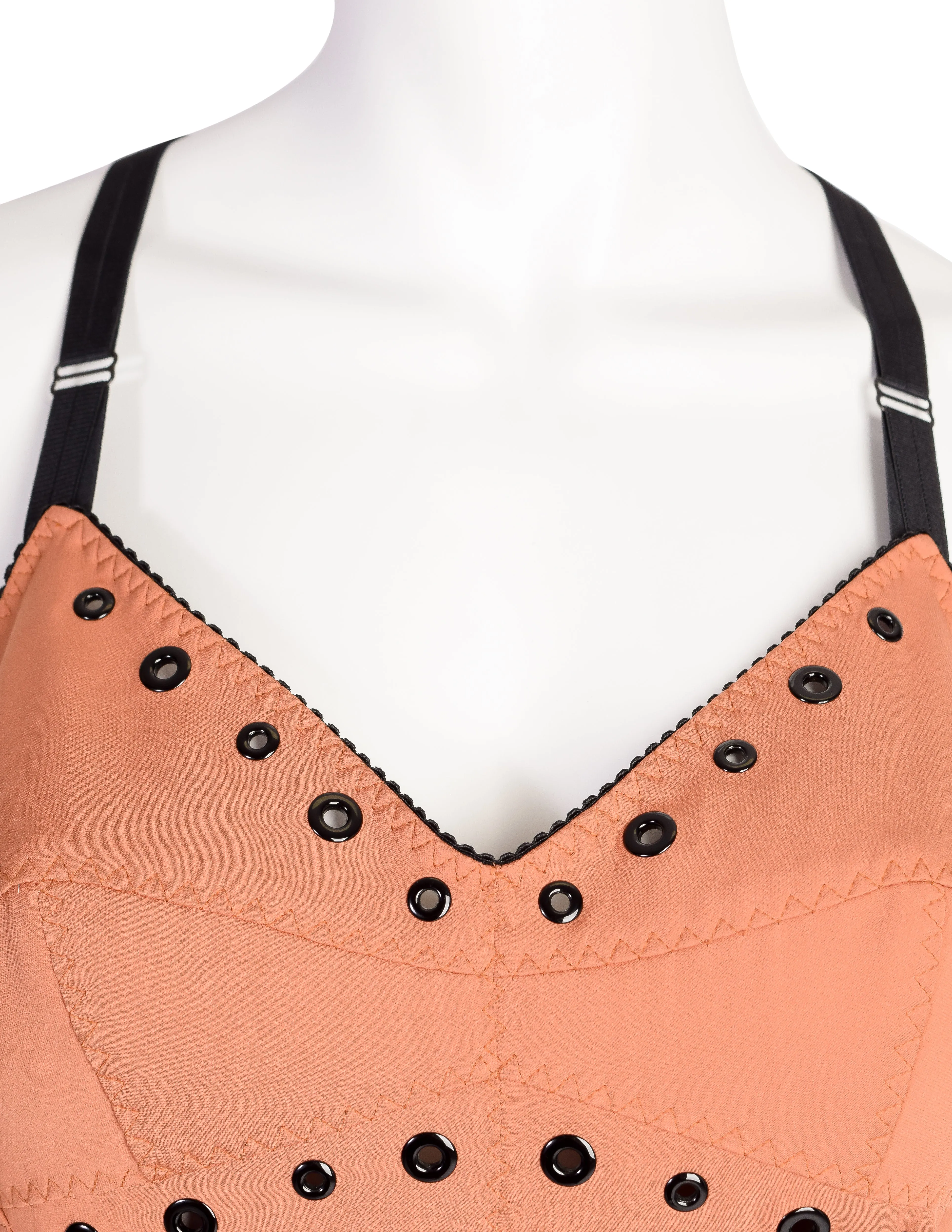 Jean Paul Gaultier Vintage Black Pink 'Bullet Bra' Full Length Maxi Dress