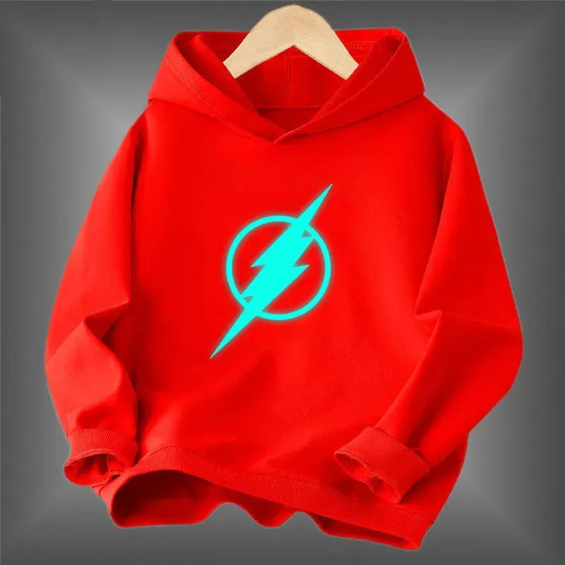 Kids Luminous Hoodies Boy Girl Streatwear Hoody Sweatshirt Pullover Casual Clothing Funny Battery Long Sleeve Glowing Clothes