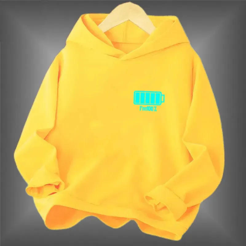 Kids Luminous Hoodies Boy Girl Streatwear Hoody Sweatshirt Pullover Casual Clothing Funny Battery Long Sleeve Glowing Clothes