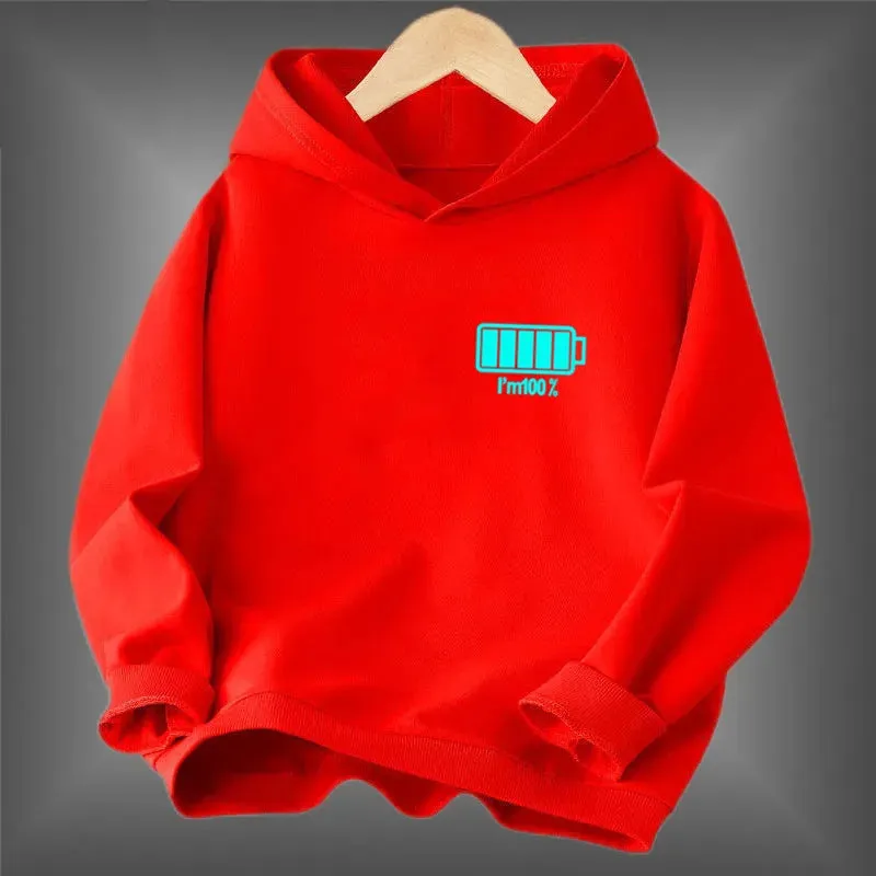 Kids Luminous Hoodies Boy Girl Streatwear Hoody Sweatshirt Pullover Casual Clothing Funny Battery Long Sleeve Glowing Clothes