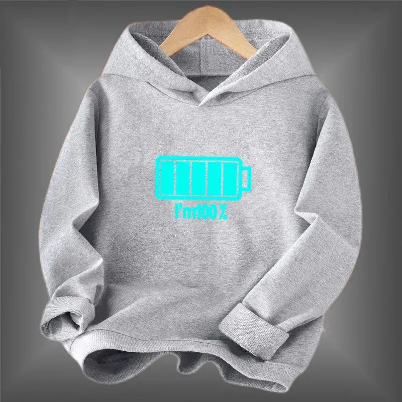 Kids Luminous Hoodies Boy Girl Streatwear Hoody Sweatshirt Pullover Casual Clothing Funny Battery Long Sleeve Glowing Clothes