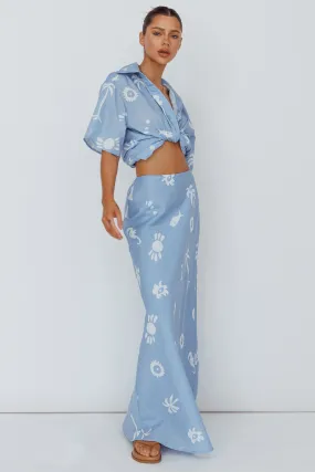 Light Aura Maxi Skirt Print Blue White