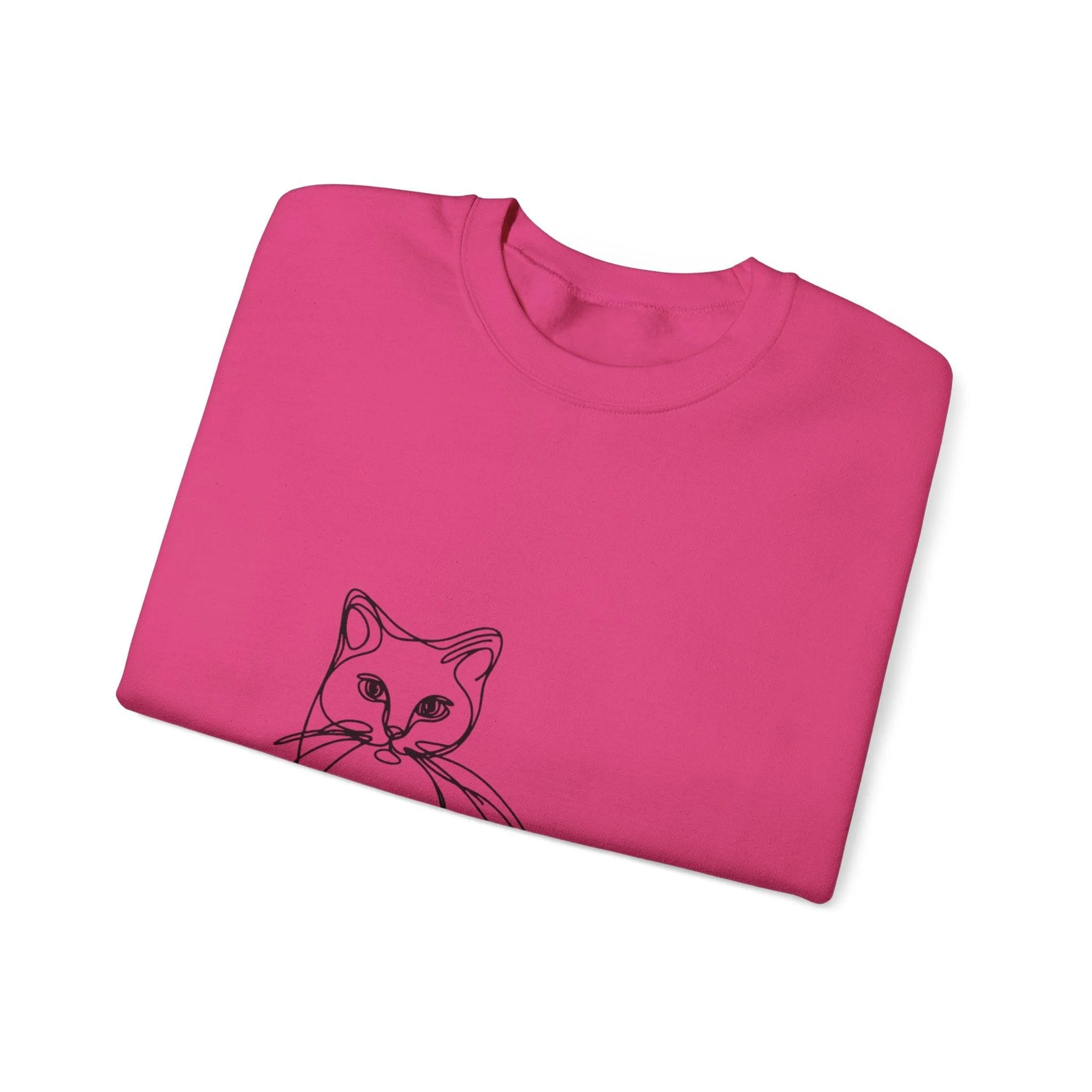Line Art Cat Drawing Print Unisex Sweatshirt