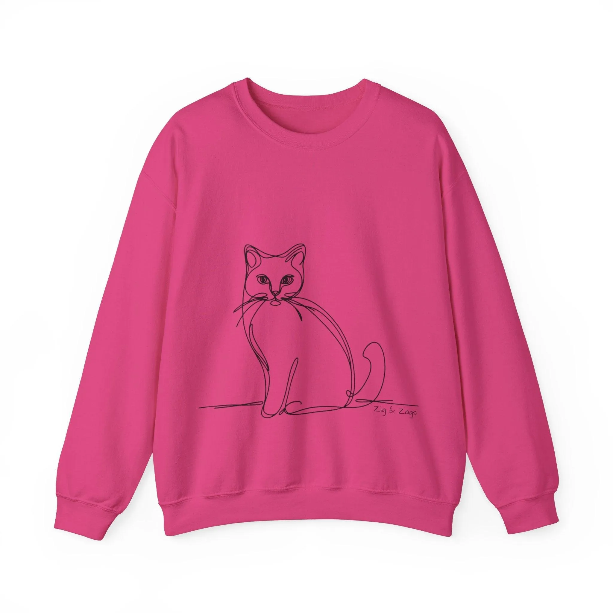 Line Art Cat Drawing Print Unisex Sweatshirt