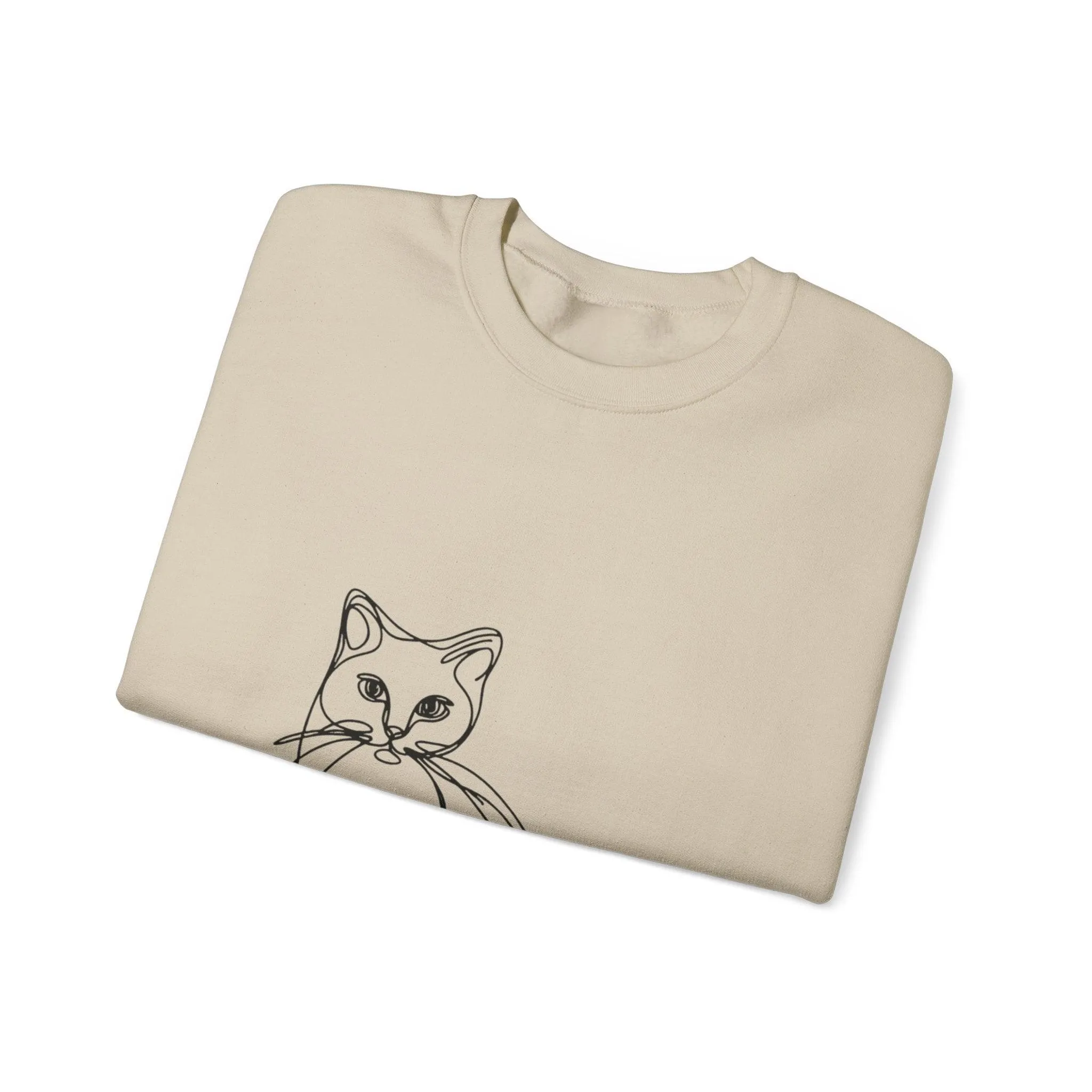 Line Art Cat Drawing Print Unisex Sweatshirt