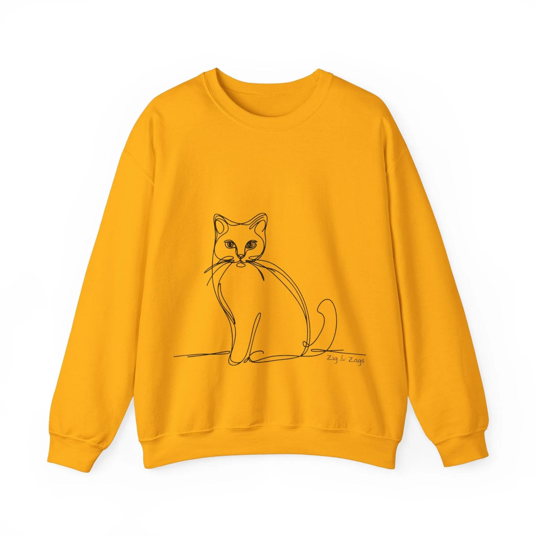 Line Art Cat Drawing Print Unisex Sweatshirt