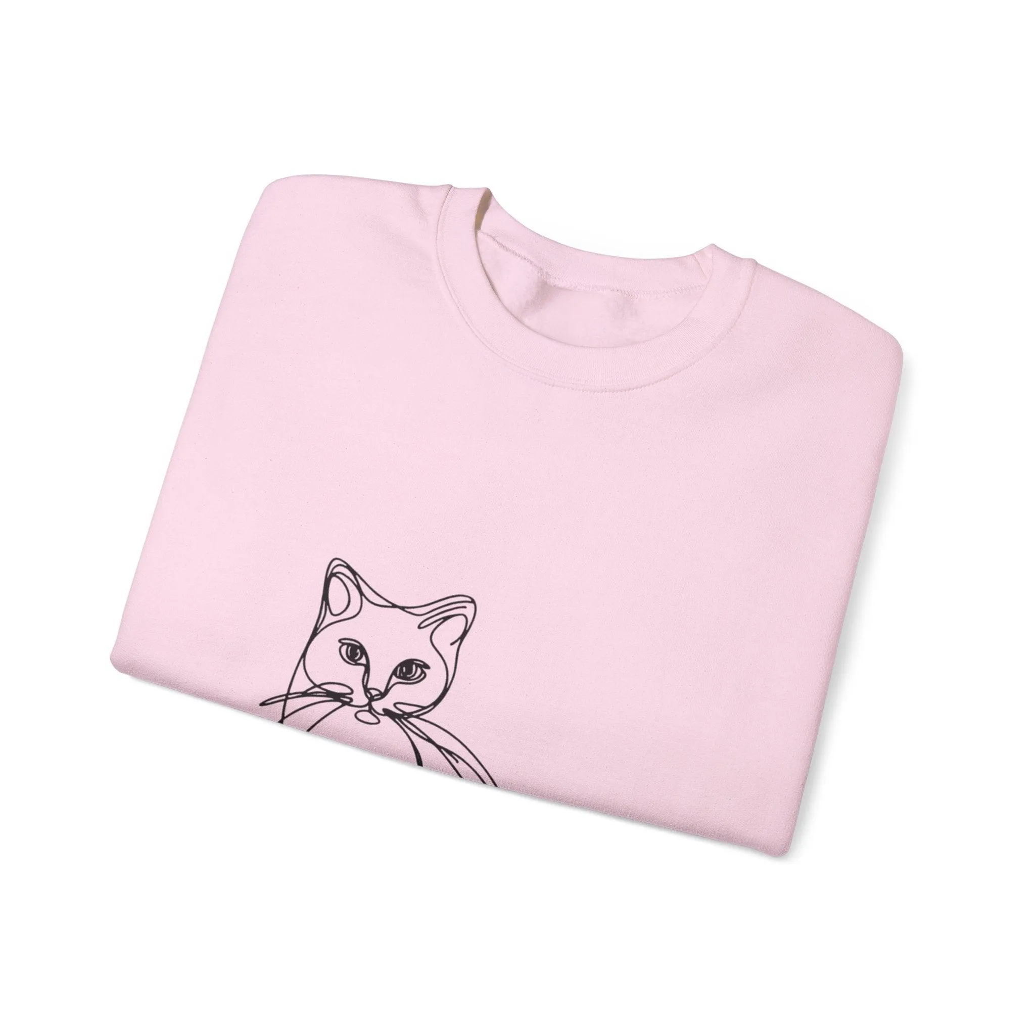 Line Art Cat Drawing Print Unisex Sweatshirt