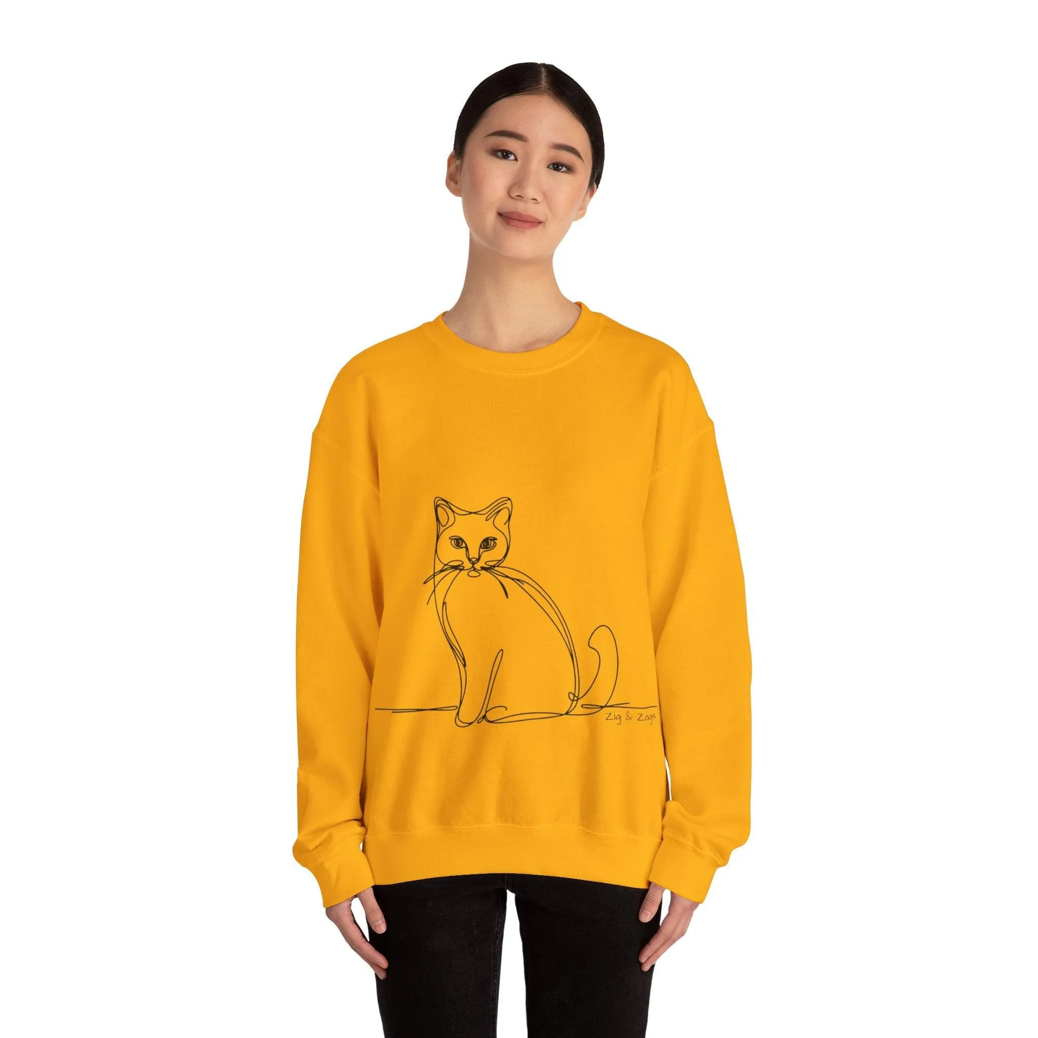 Line Art Cat Drawing Print Unisex Sweatshirt