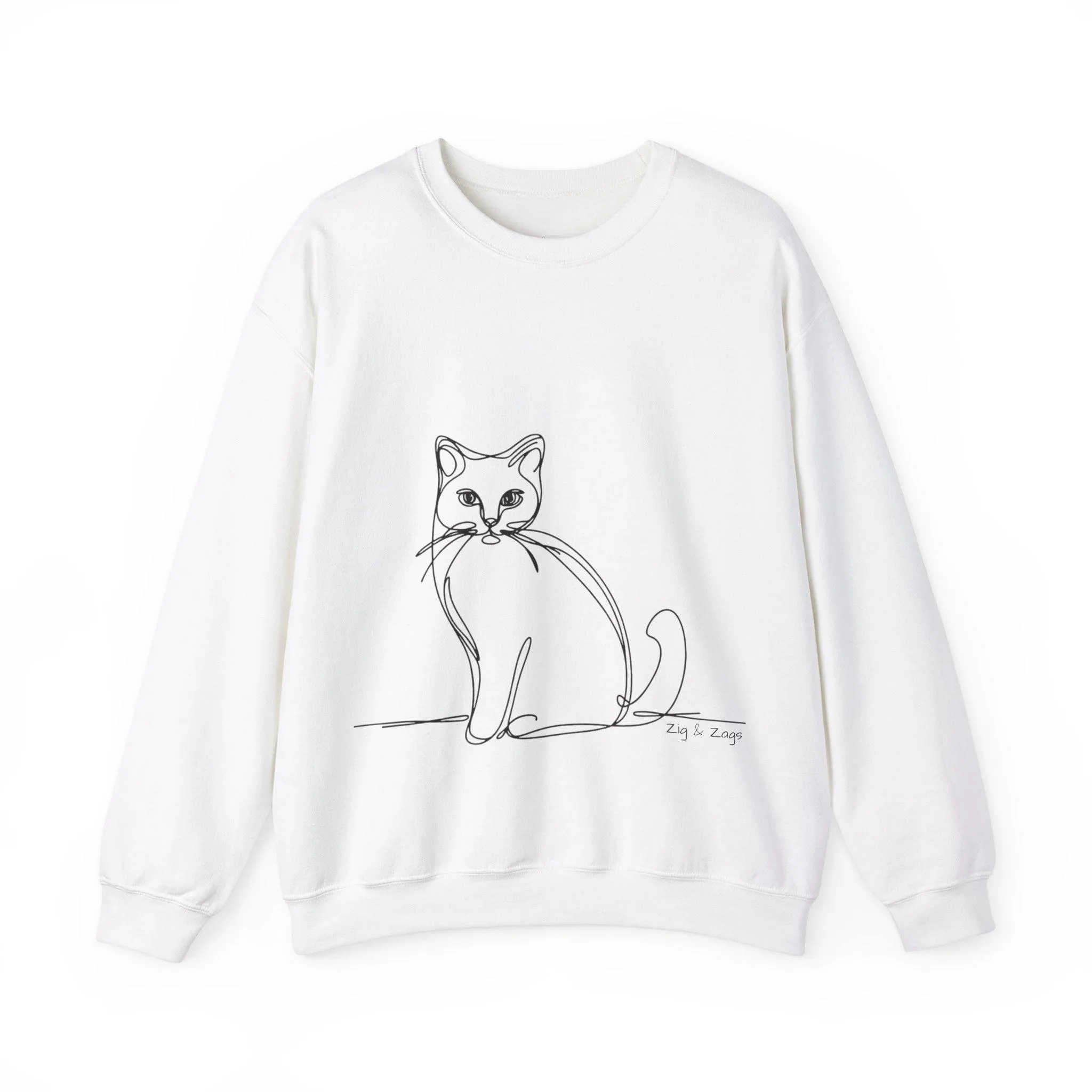 Line Art Cat Drawing Print Unisex Sweatshirt