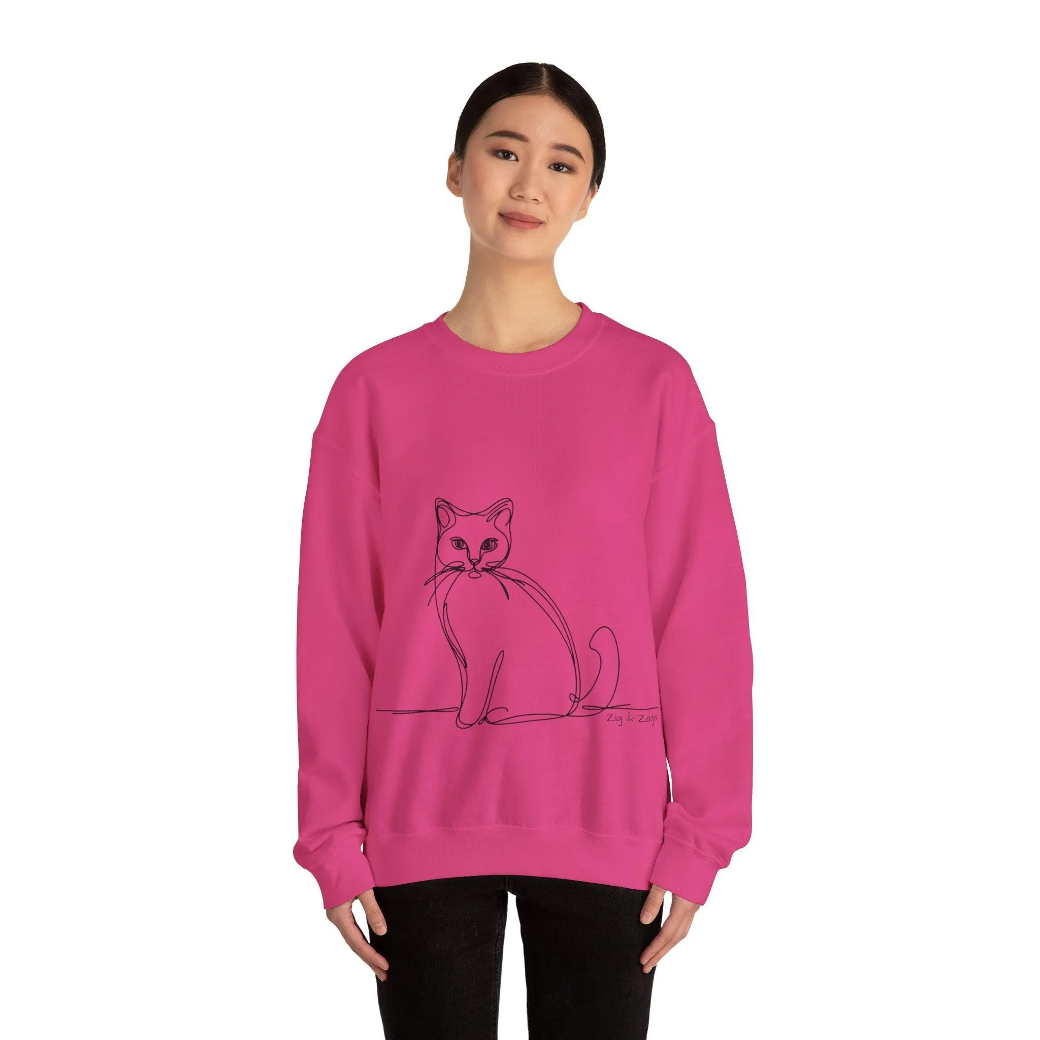 Line Art Cat Drawing Print Unisex Sweatshirt