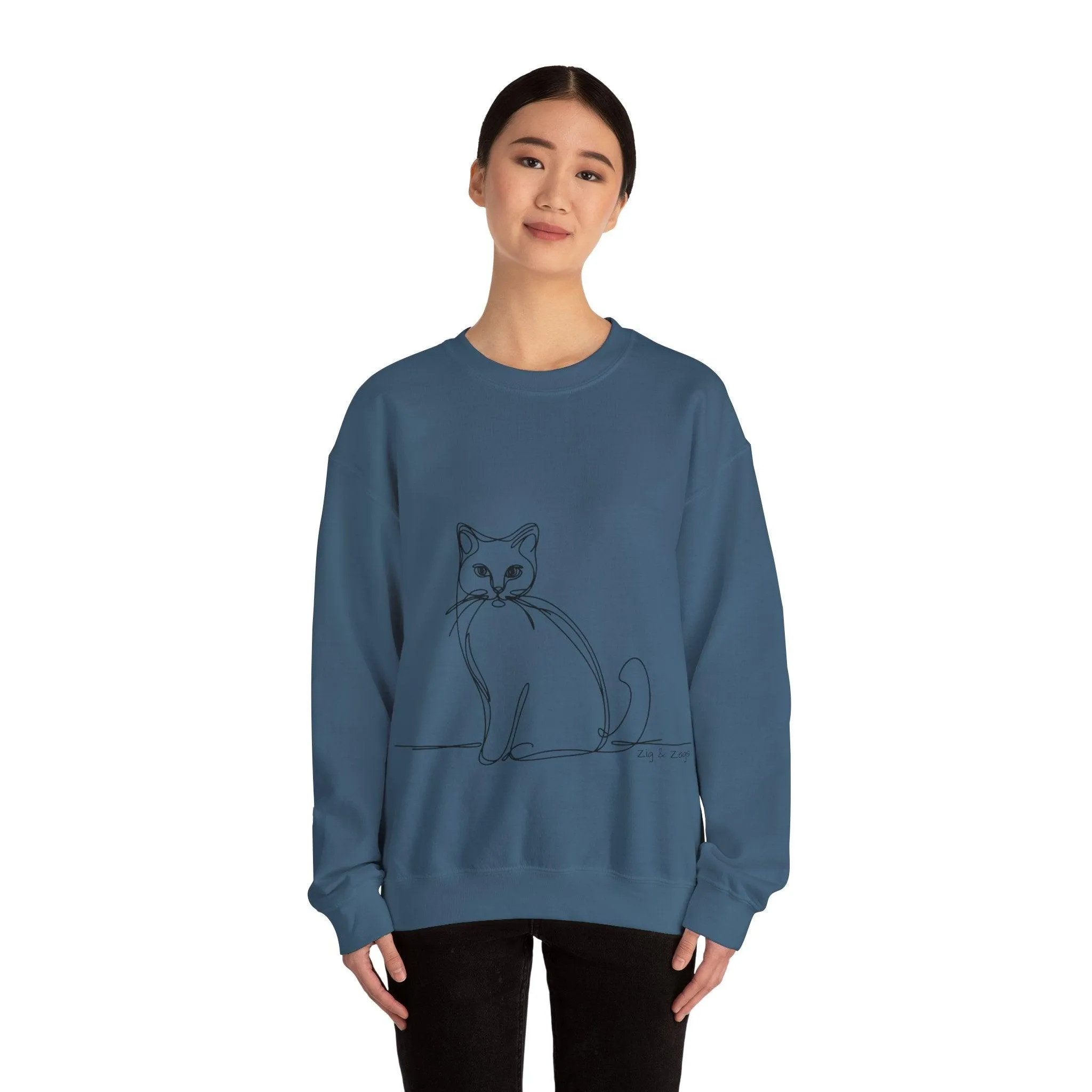 Line Art Cat Drawing Print Unisex Sweatshirt