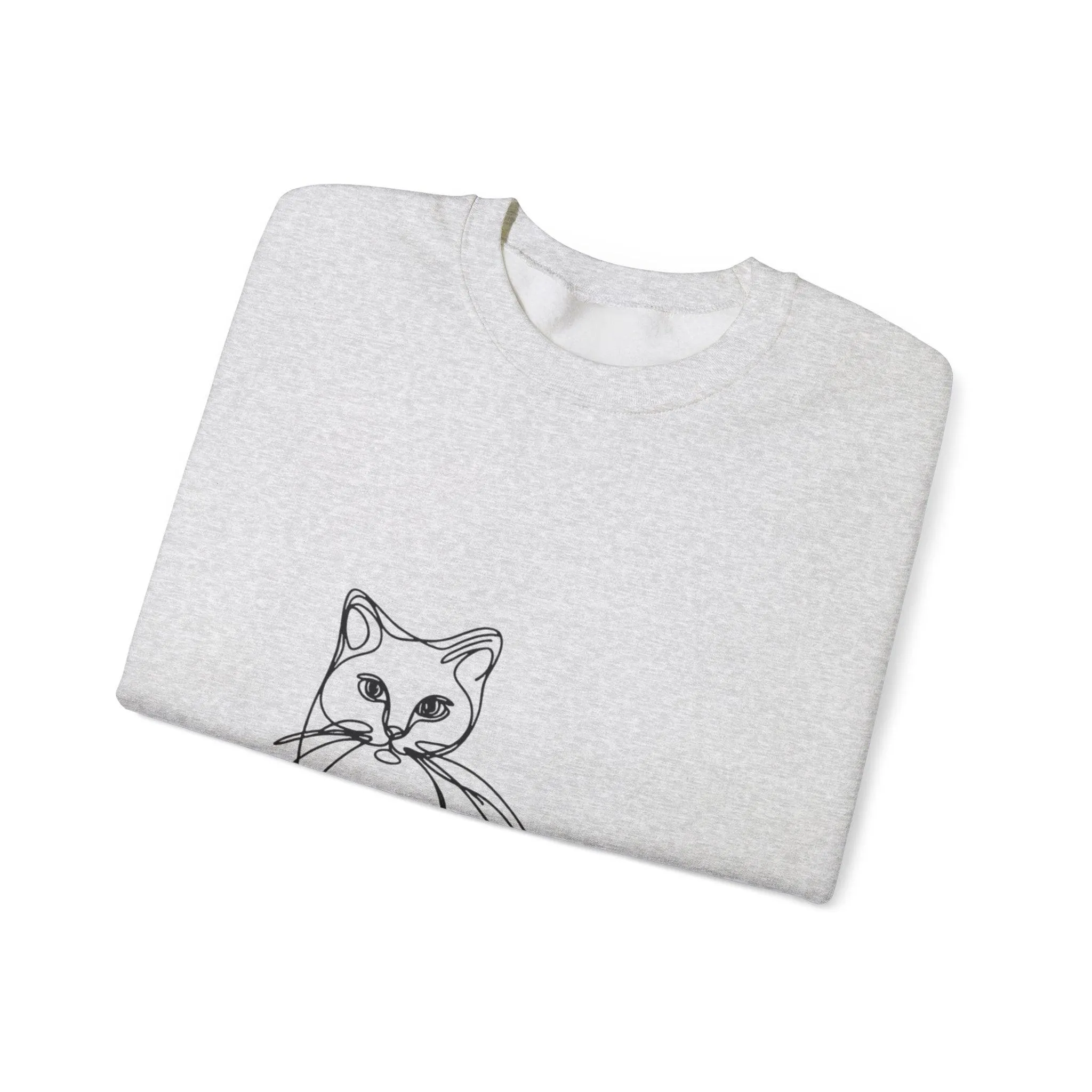 Line Art Cat Drawing Print Unisex Sweatshirt
