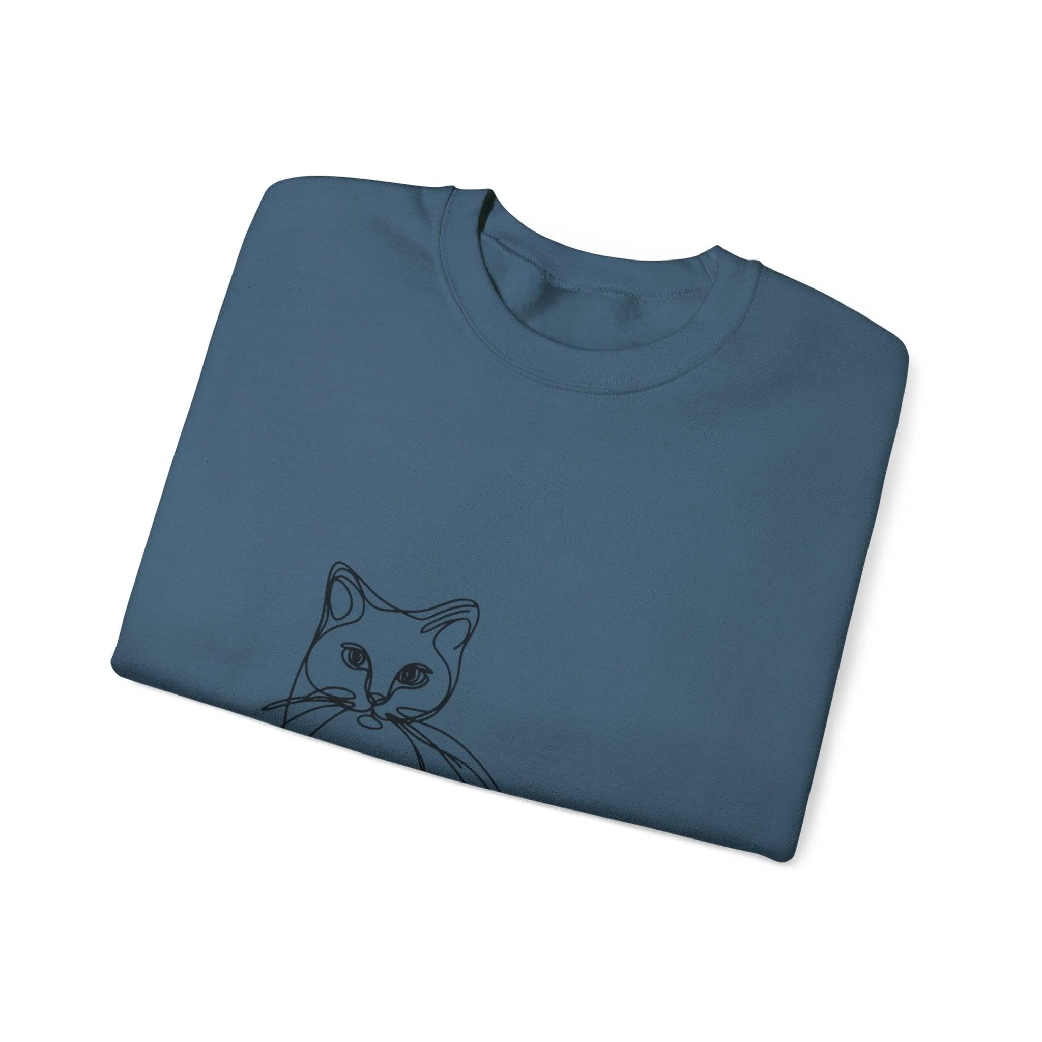 Line Art Cat Drawing Print Unisex Sweatshirt