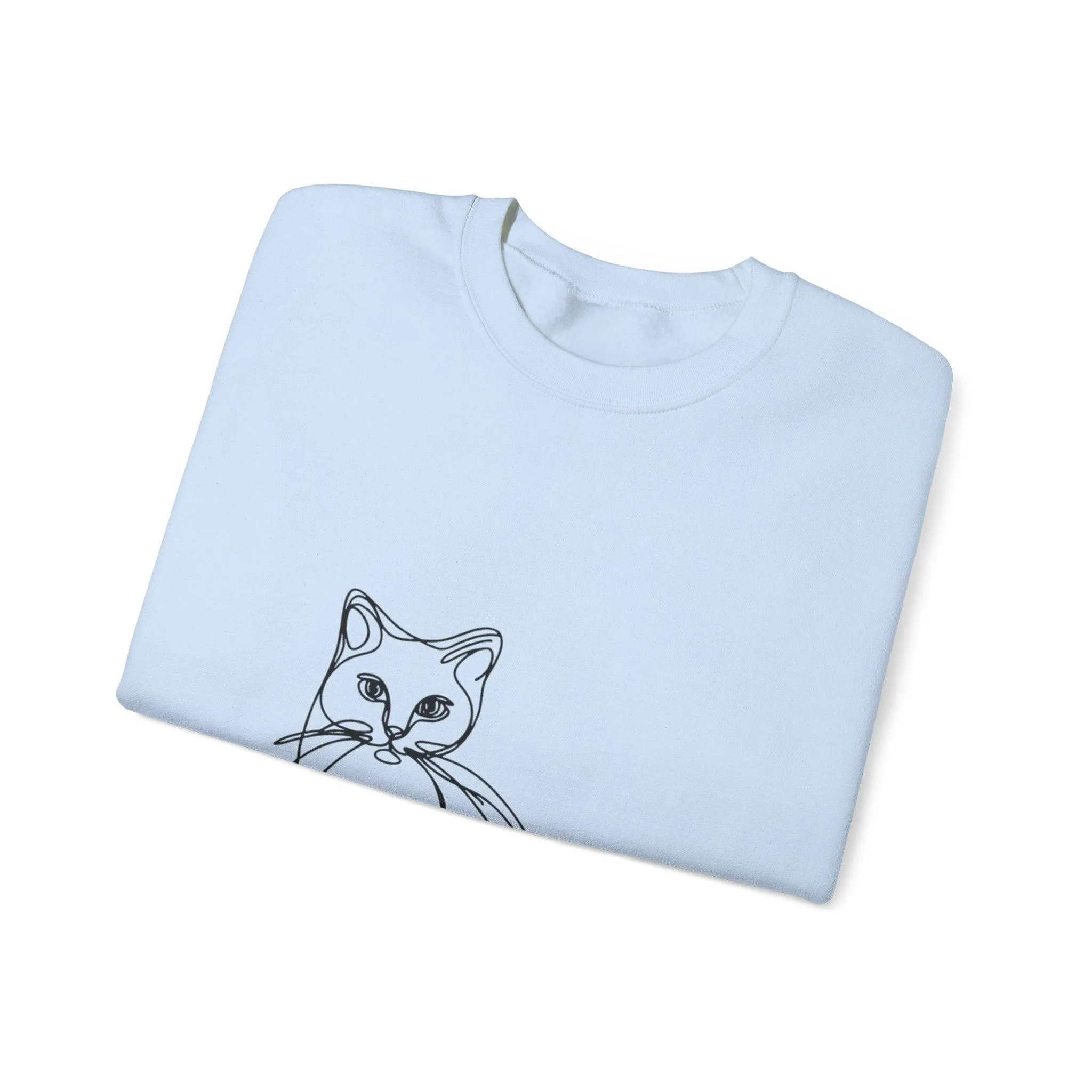 Line Art Cat Drawing Print Unisex Sweatshirt