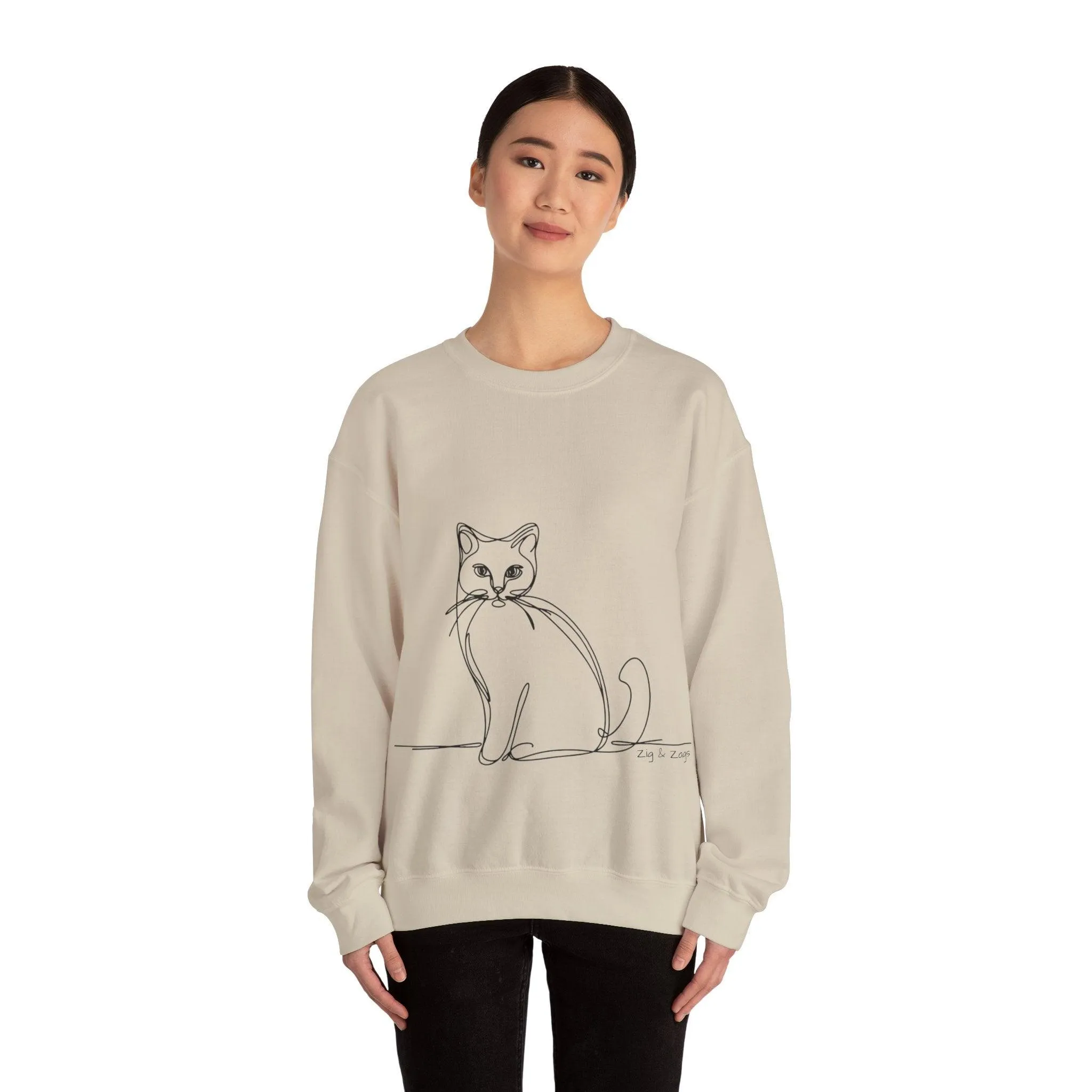 Line Art Cat Drawing Print Unisex Sweatshirt