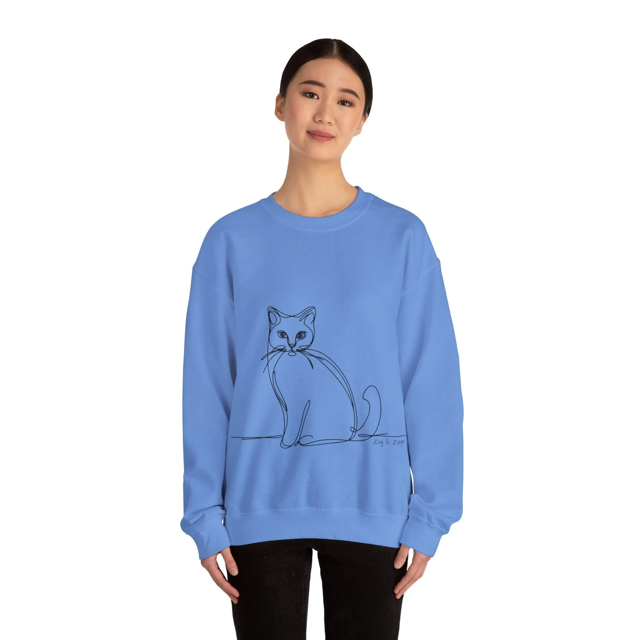 Line Art Cat Drawing Print Unisex Sweatshirt