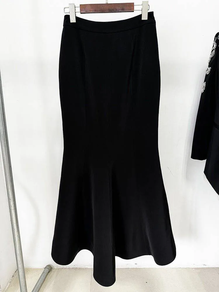 Maggie Rhinestone Blazer And High Slit Maxi Skirt