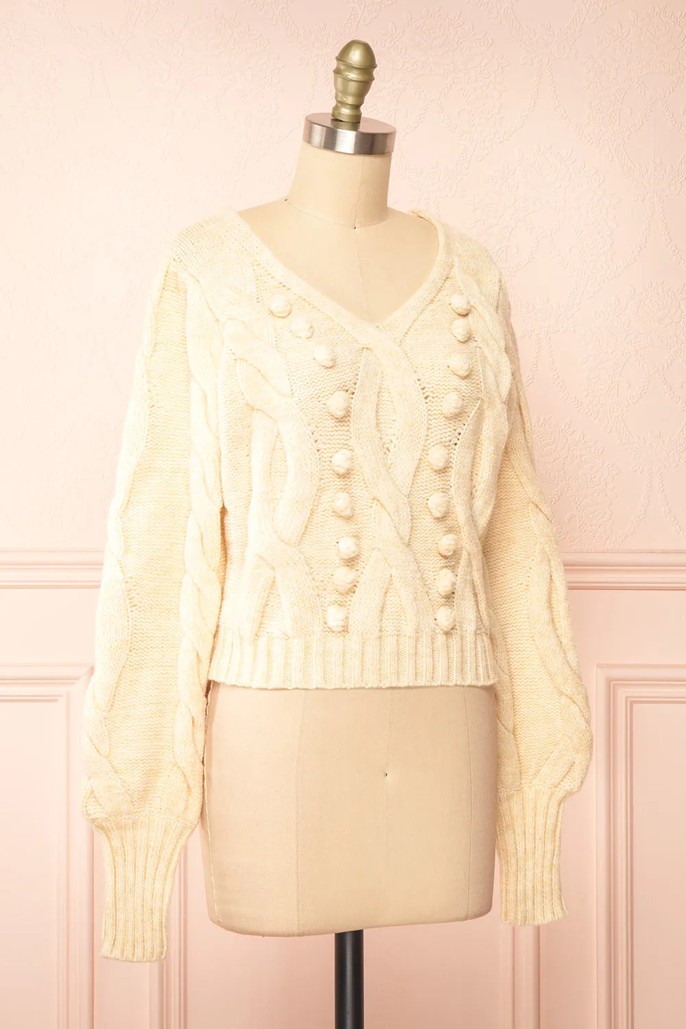 Maloune | Beige Sweater w/ Pompoms