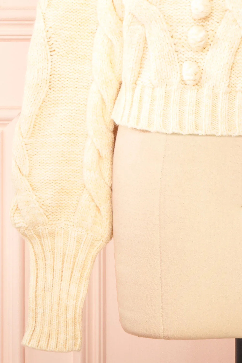 Maloune | Beige Sweater w/ Pompoms