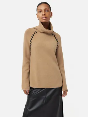 Merino Scoop Hem Jumper | Camel