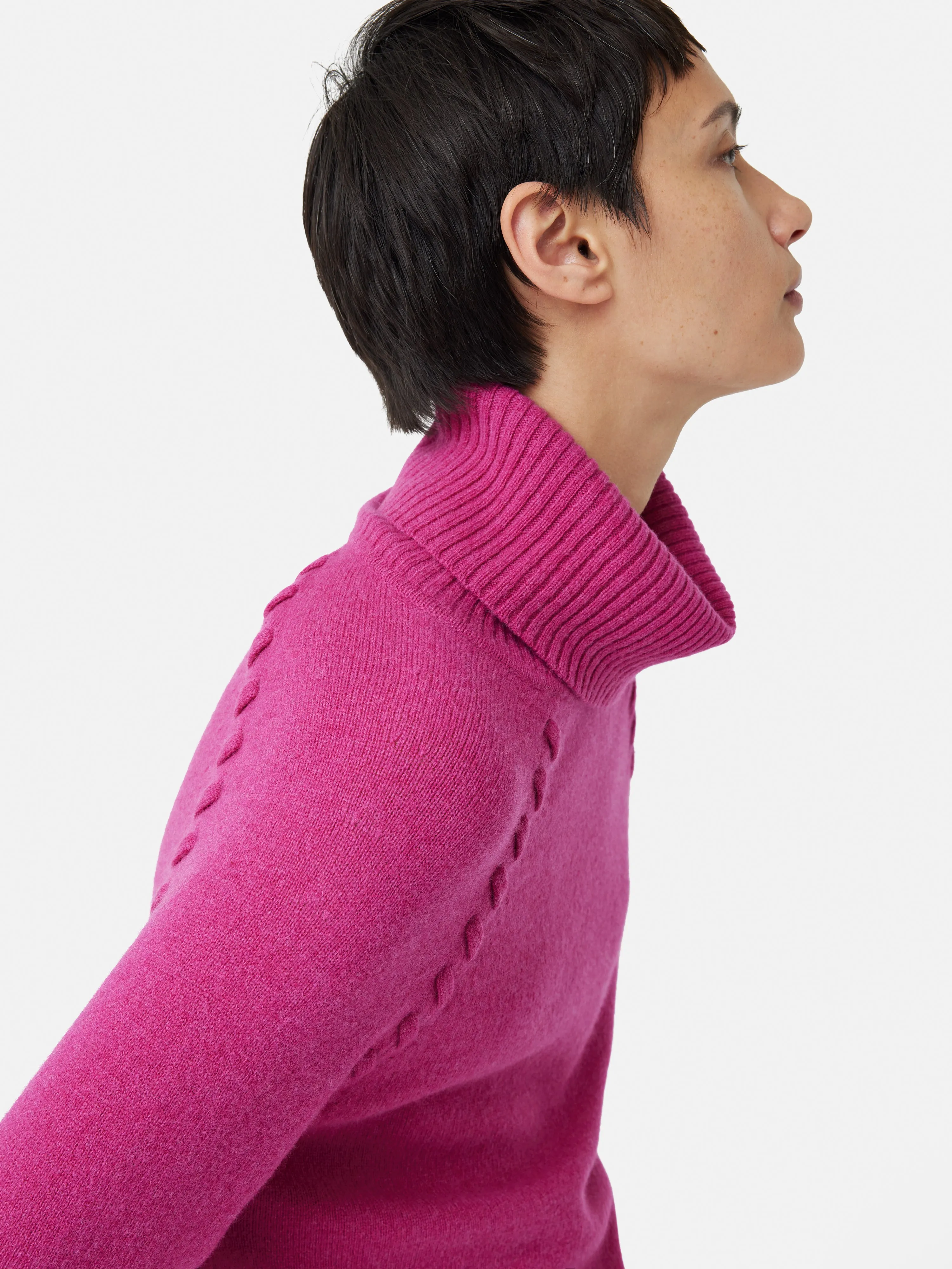 Merino Scoop Hem Jumper | Pink
