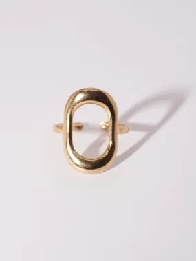 Modern Gold-Plated Anti Tarnish Ring with Striking Hollow Design