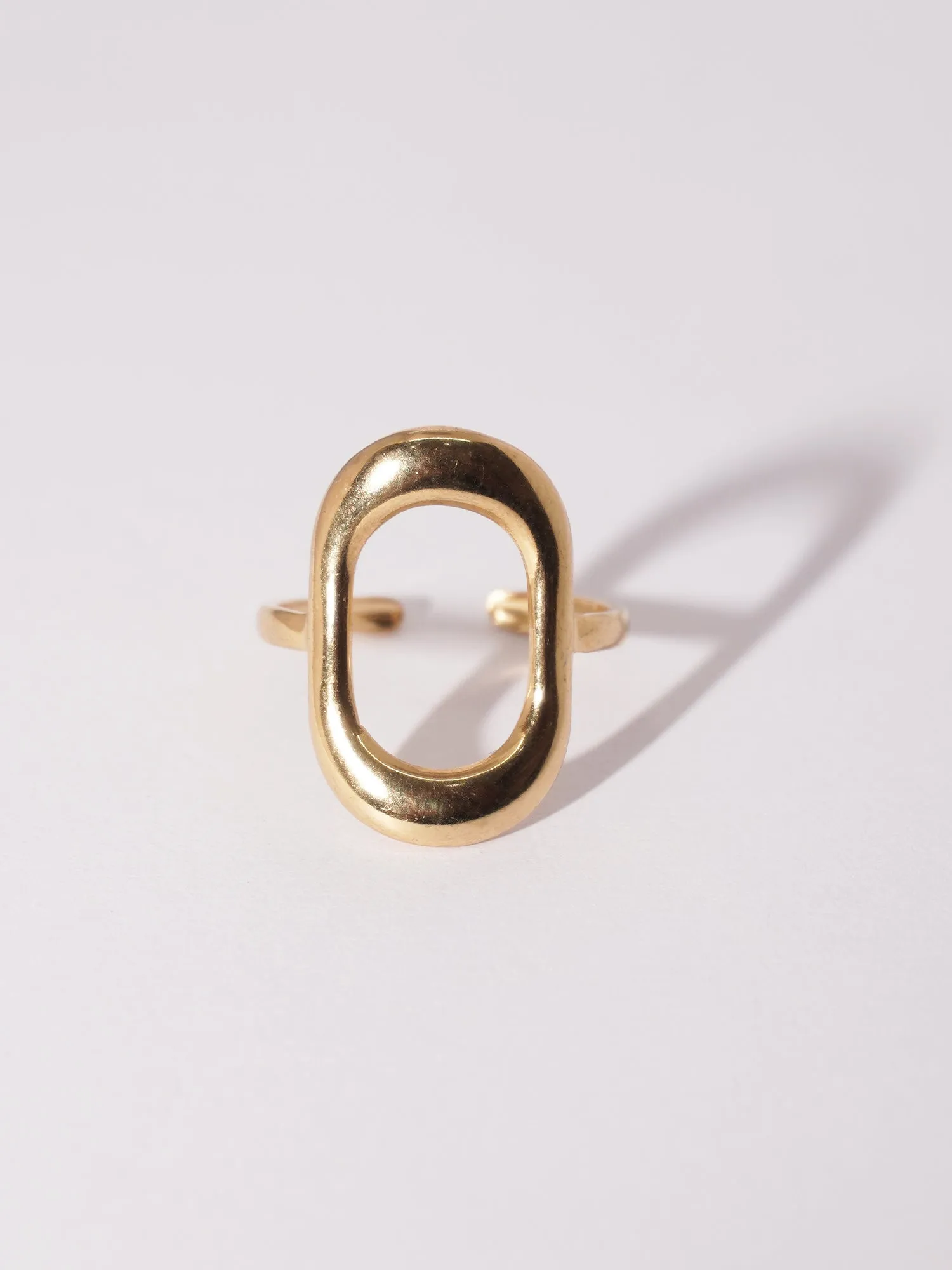 Modern Gold-Plated Anti Tarnish Ring with Striking Hollow Design
