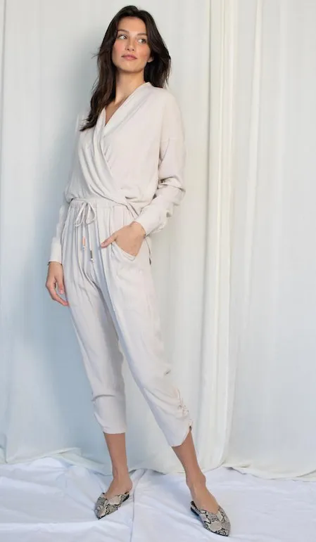 Natalie Busby Oyster Tencel Twist Blouse