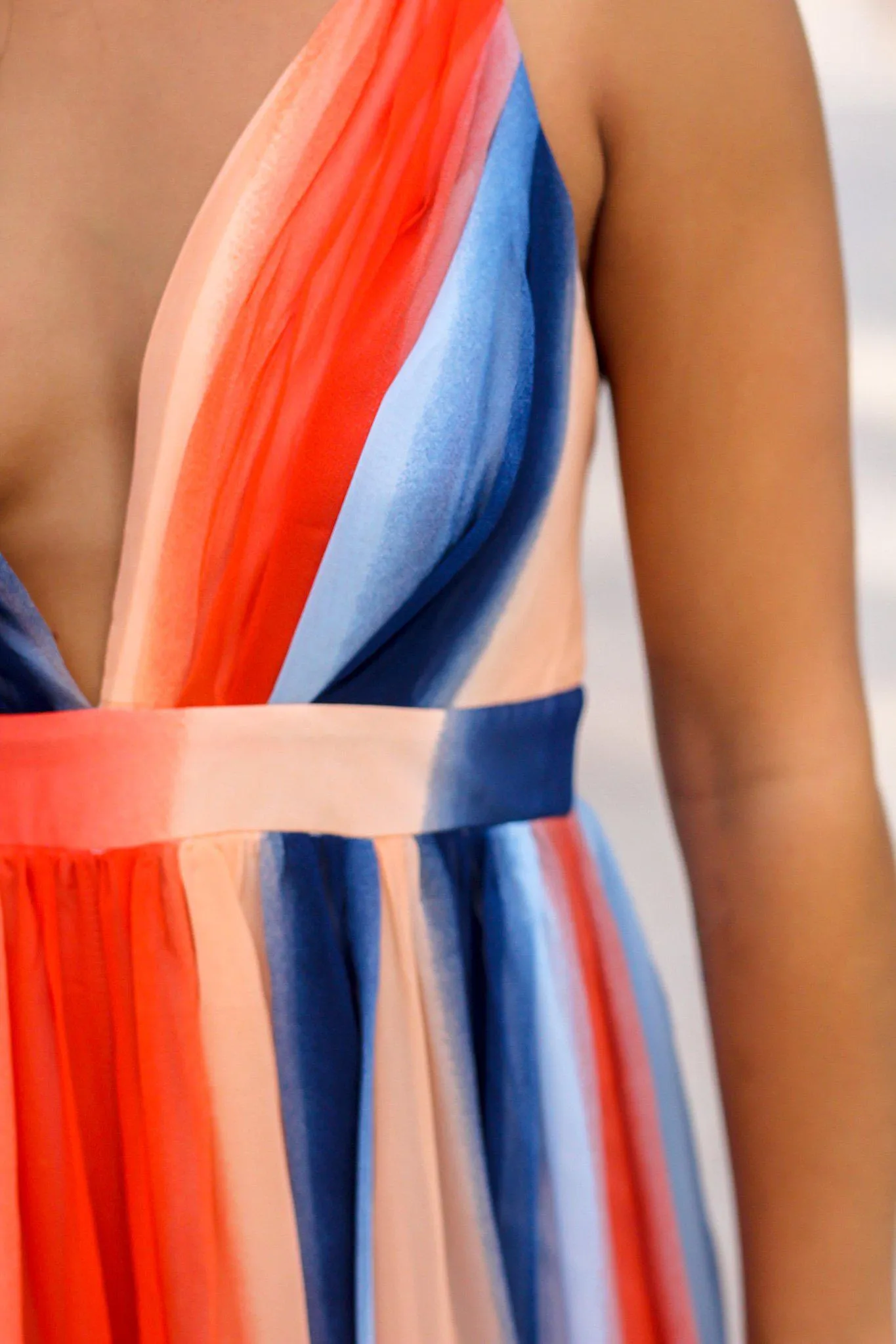 Orange Striped Maxi Dress