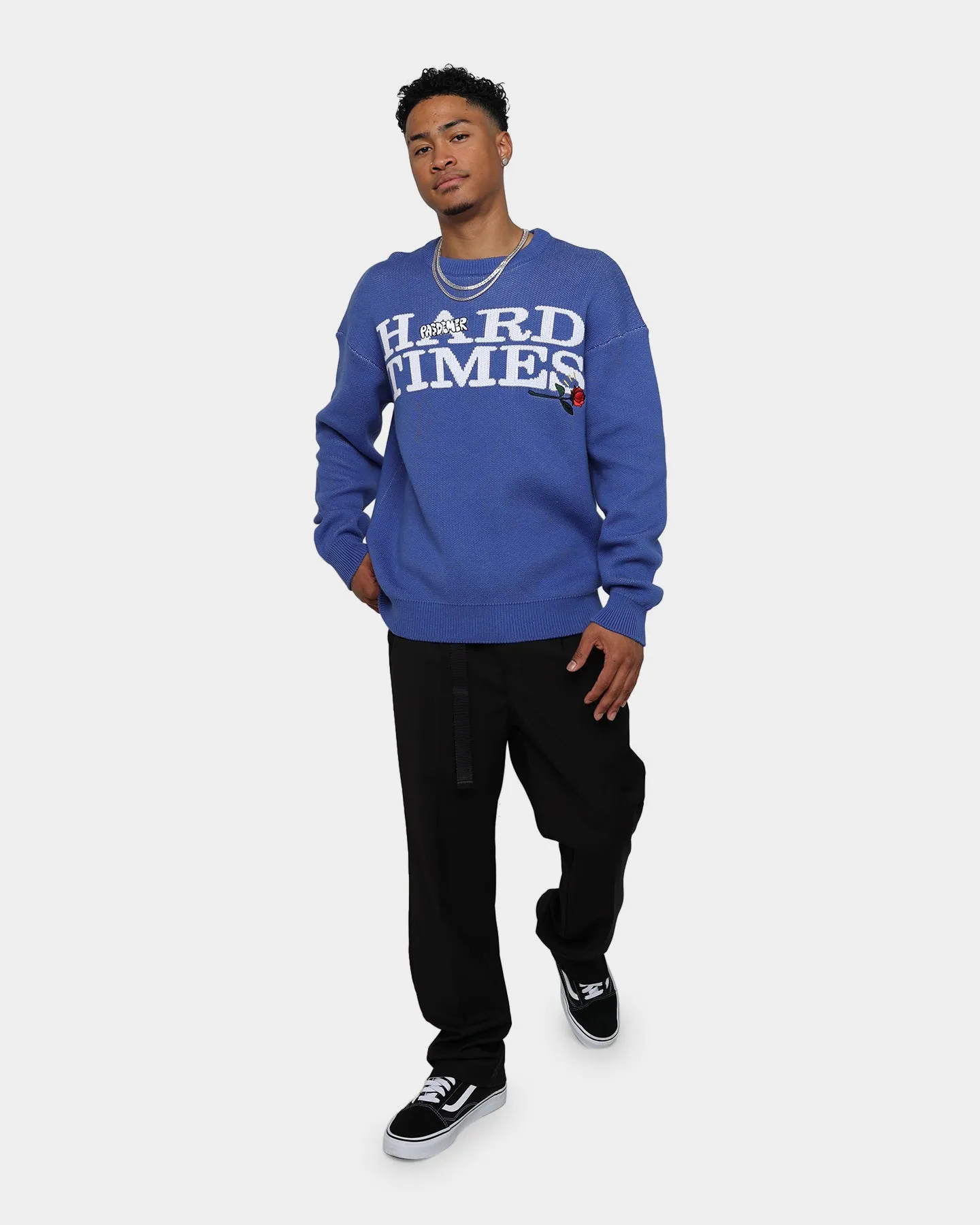 Pas De Mer Hard Times Knit Crewneck Blue