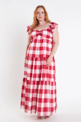 Plus Size Gingham Maxi Dress