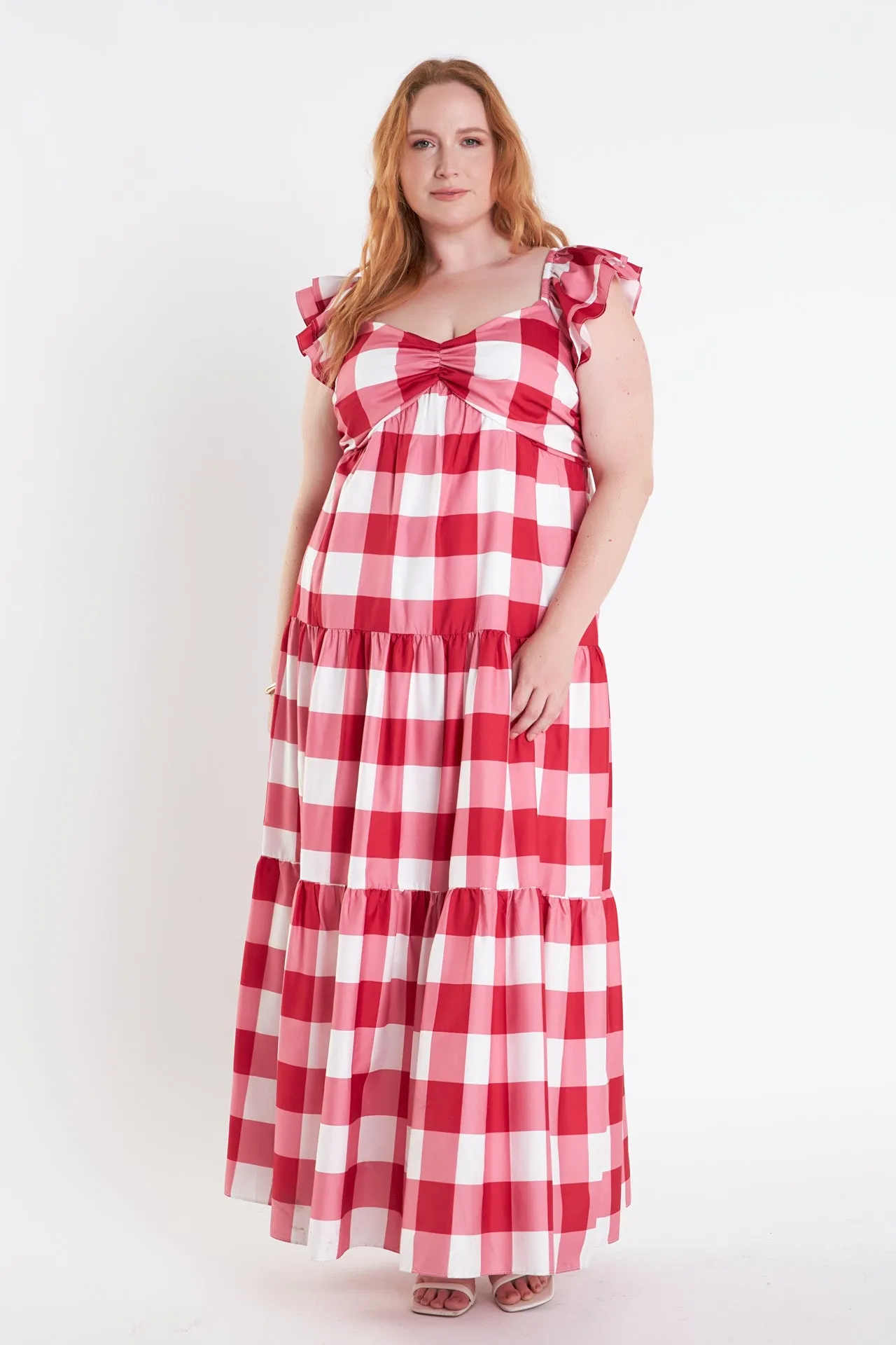 Plus Size Gingham Maxi Dress