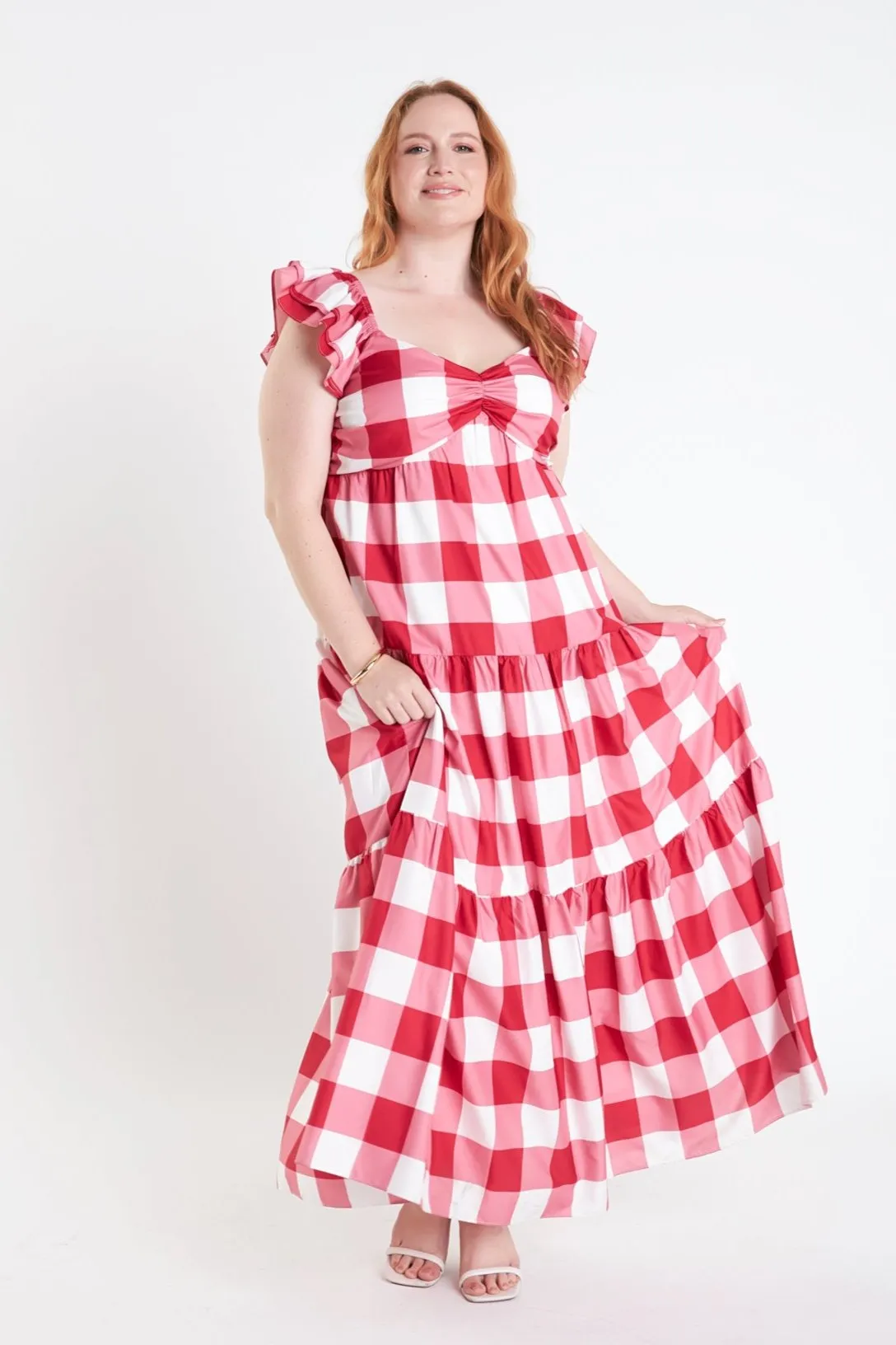 Plus Size Gingham Maxi Dress