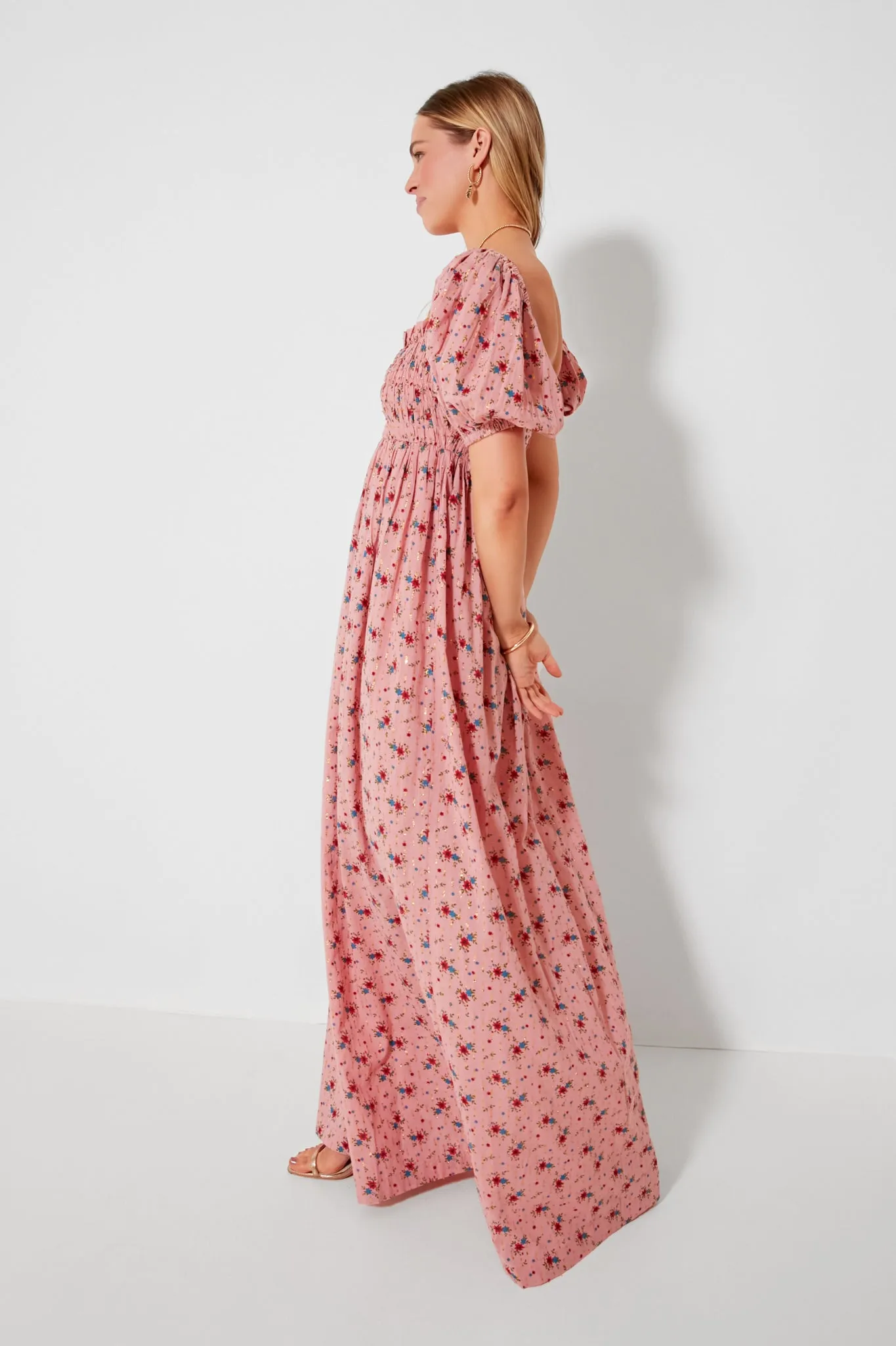 Primrose and Bouquet Floral Aurora Puff Sleeve Maxi Dress