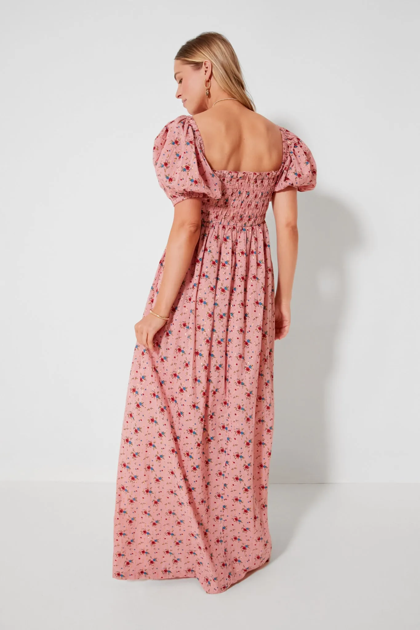 Primrose and Bouquet Floral Aurora Puff Sleeve Maxi Dress
