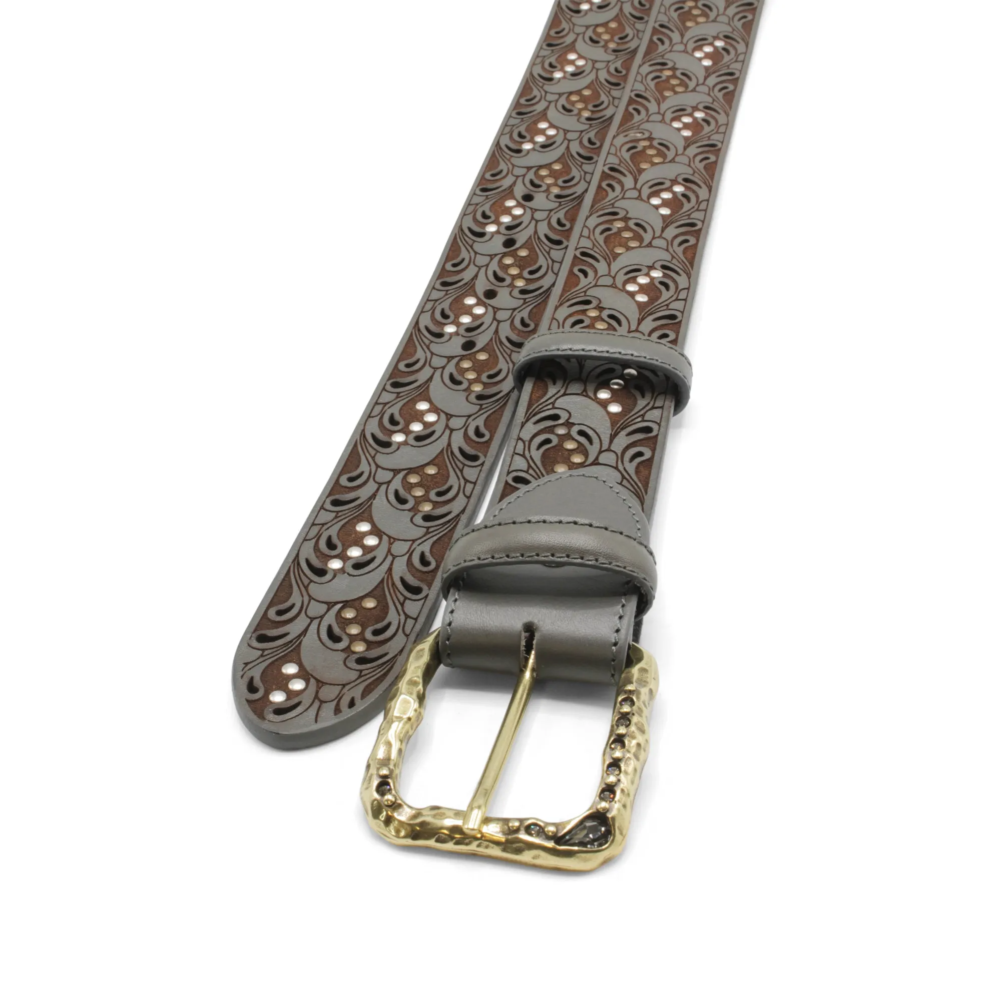 Raft' Paisley Studded London Fog Swarovski Prong Belt