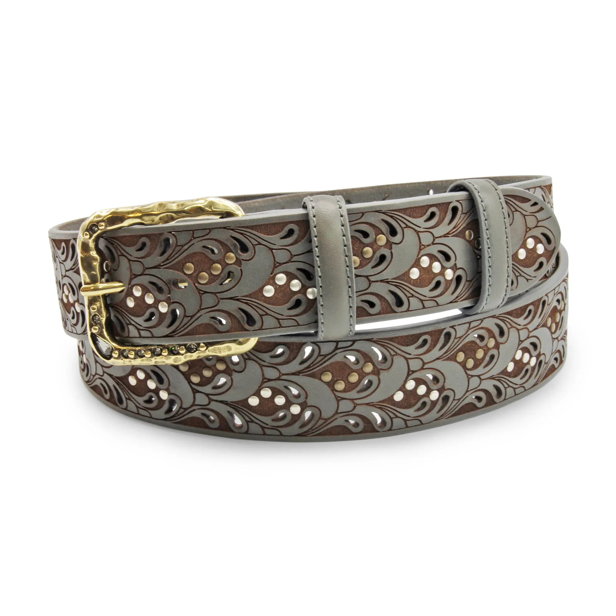 Raft' Paisley Studded London Fog Swarovski Prong Belt