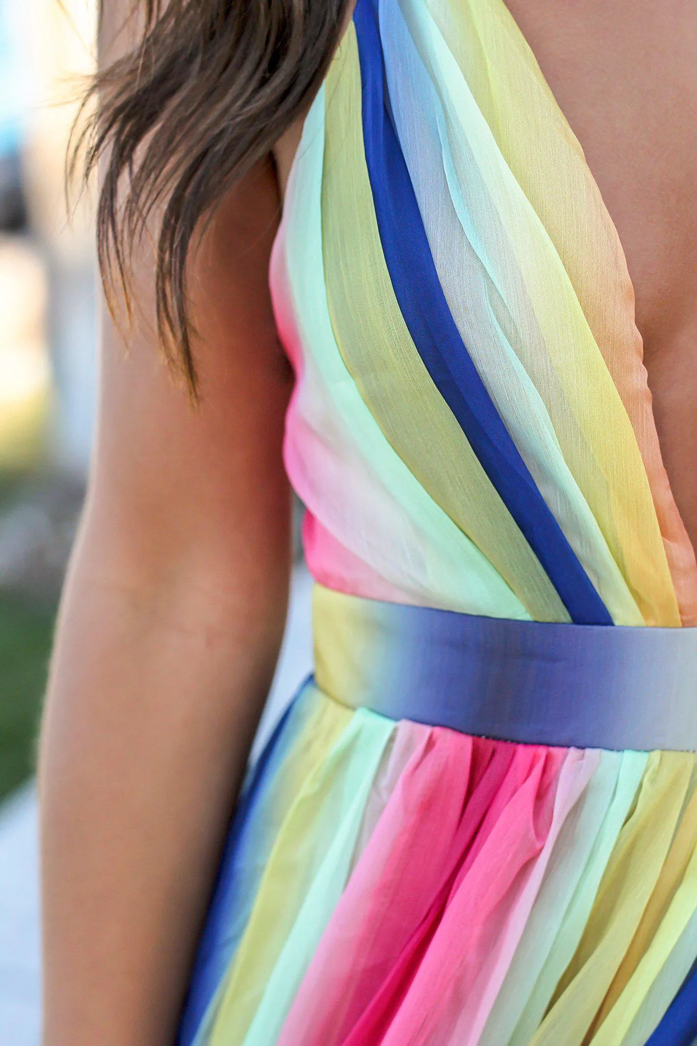 Rainbow Maxi Dress with Criss Cross Back