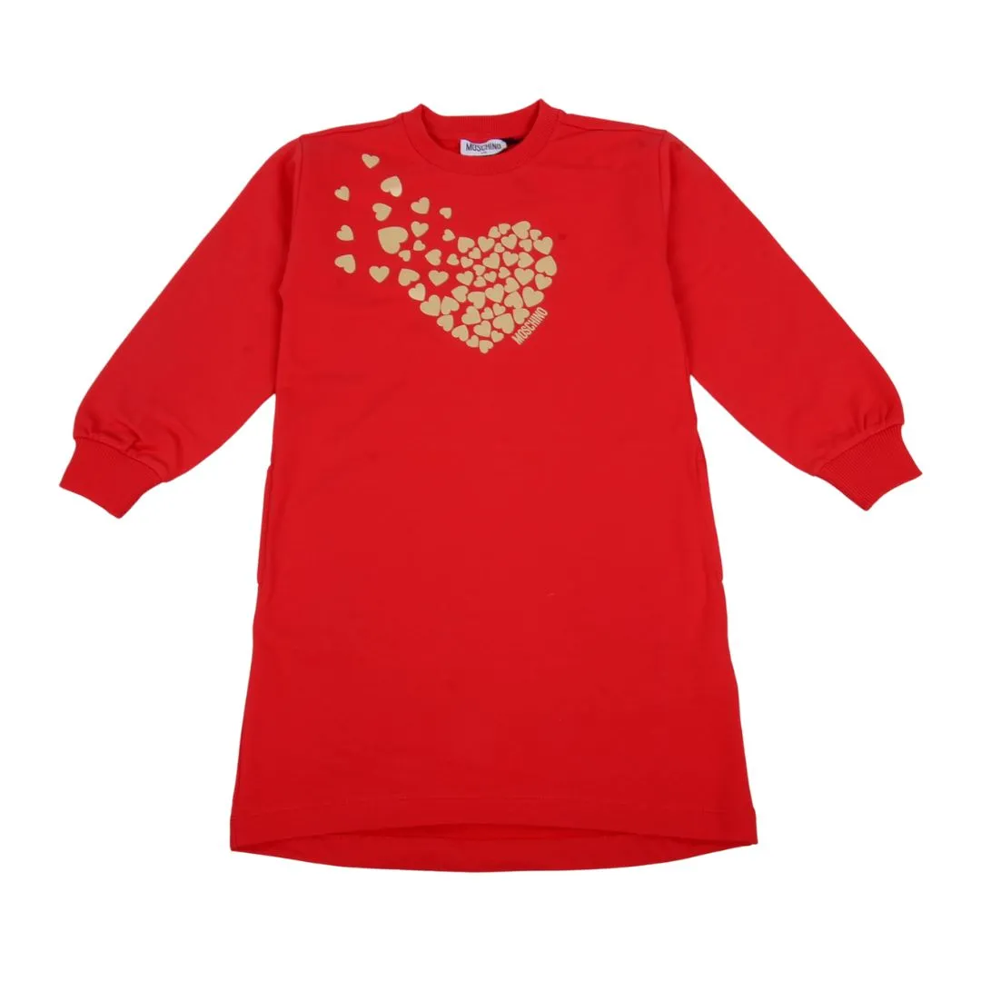 Red & Gold Heart Sweat Dress
