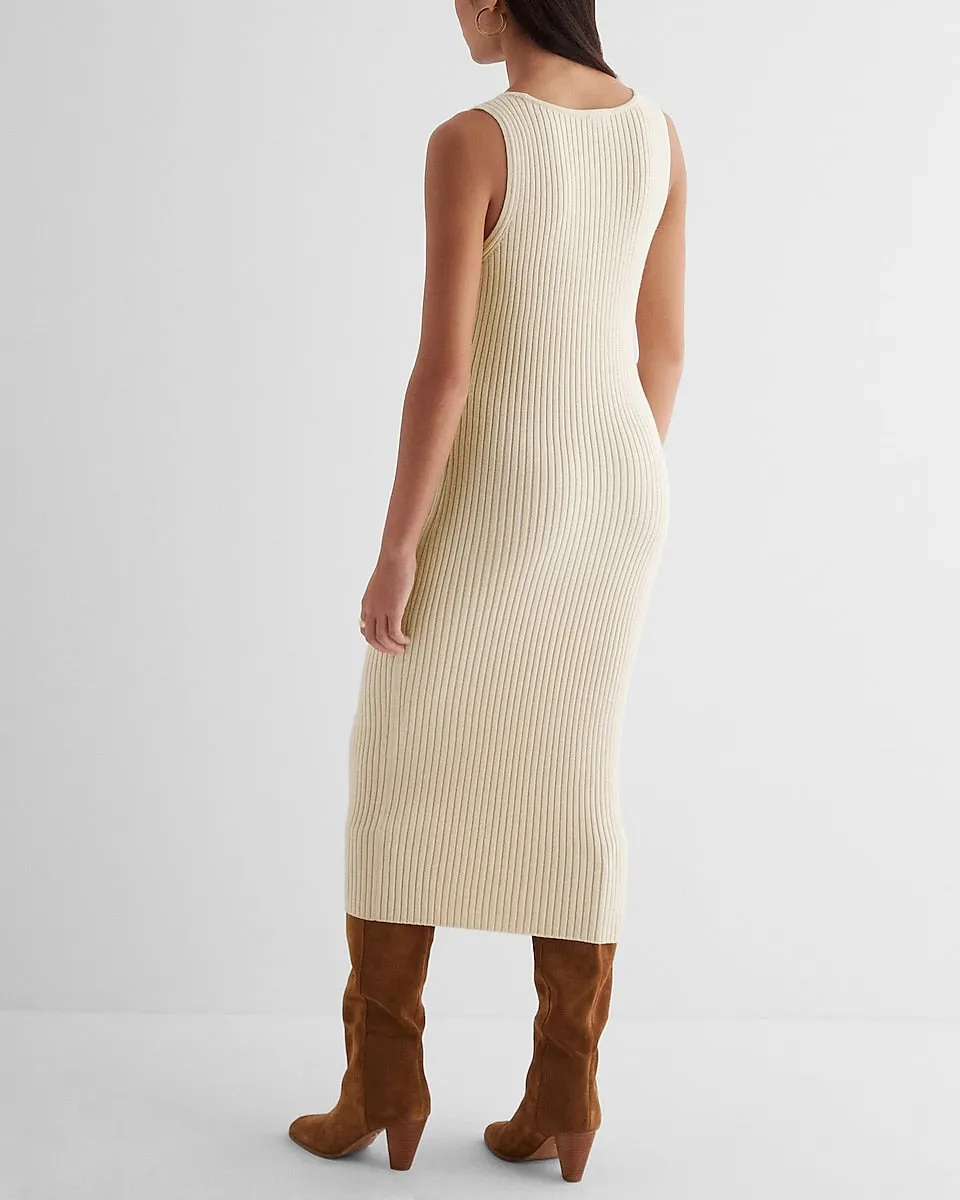 Ribbed Two Piece Sweater Midi Dress in Sandshell