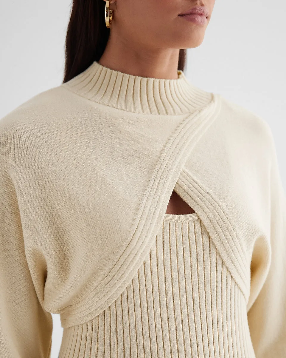 Ribbed Two Piece Sweater Midi Dress in Sandshell